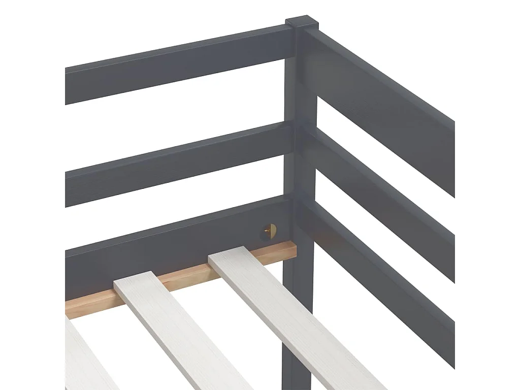 Lit banquette Gris foncé Bois de pin massif 90x200