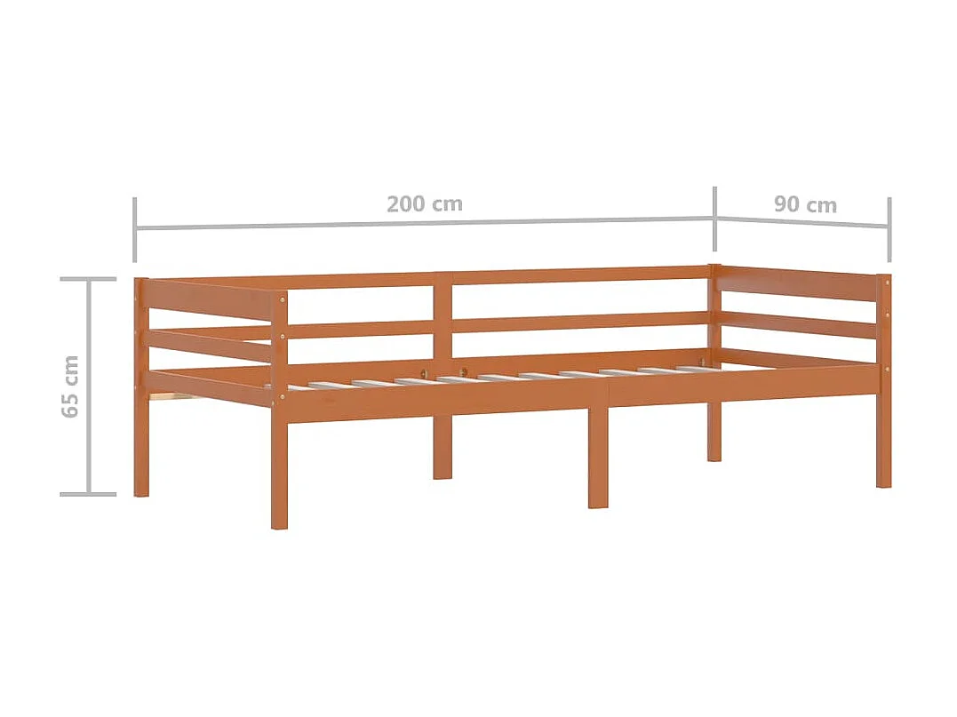 Lit banquette Marron miel Bois de pin massif 90x200