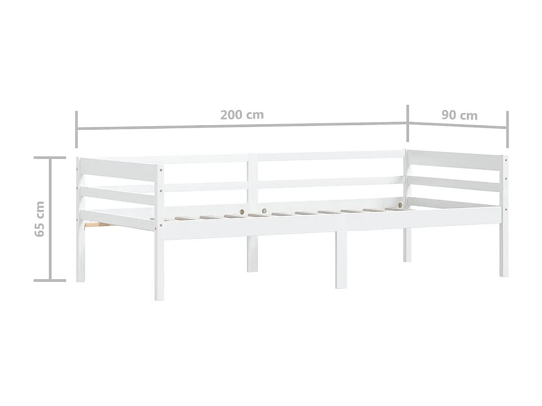 Lit banquette Blanc Bois de pin massif 90x200