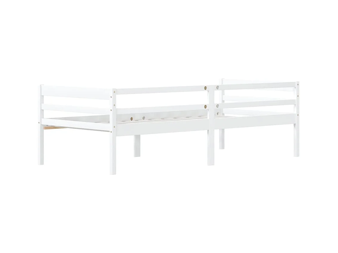 Bedframe massief grenenhout wit 90x200 cm