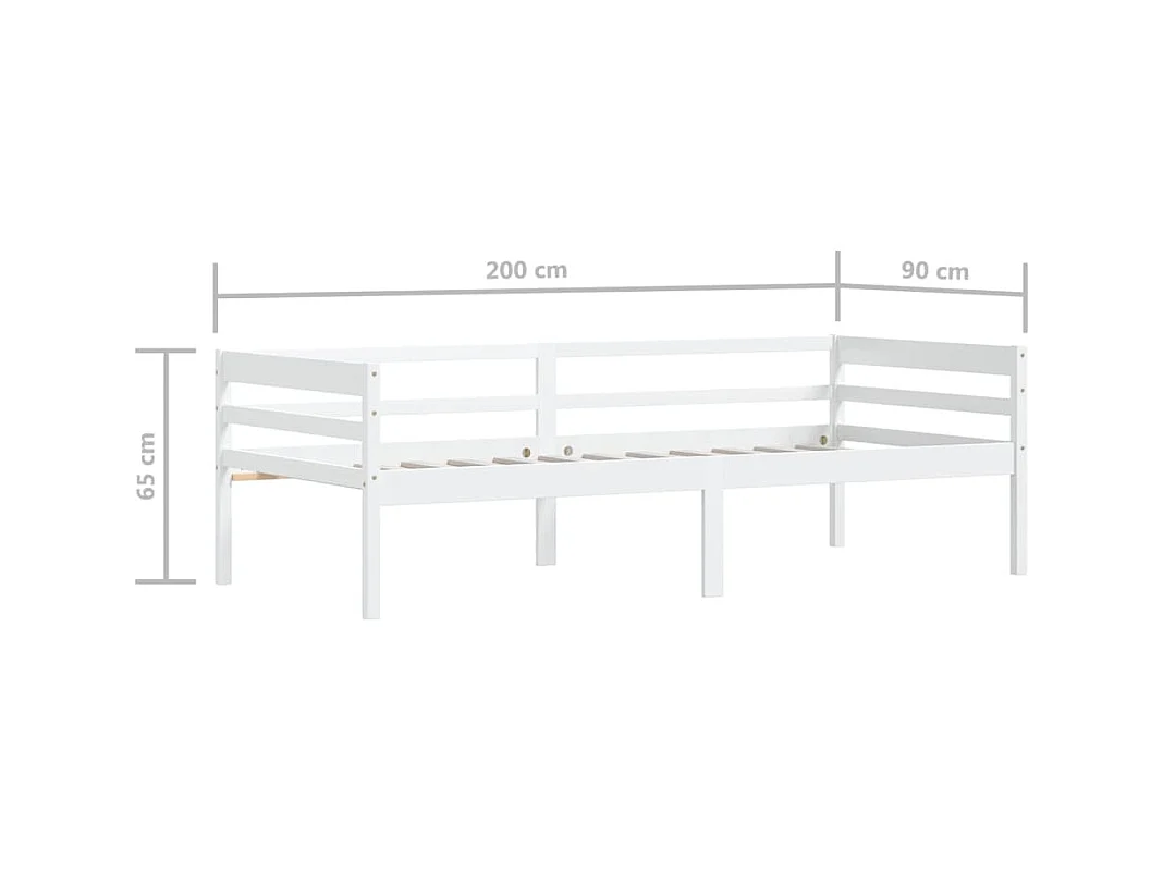Bedframe massief grenenhout wit 90x200 cm