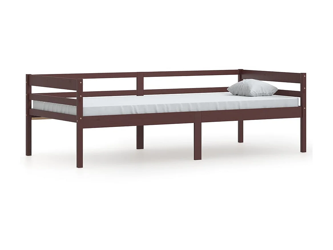 Lit banquette Marron foncé Bois de pin massif 90x200