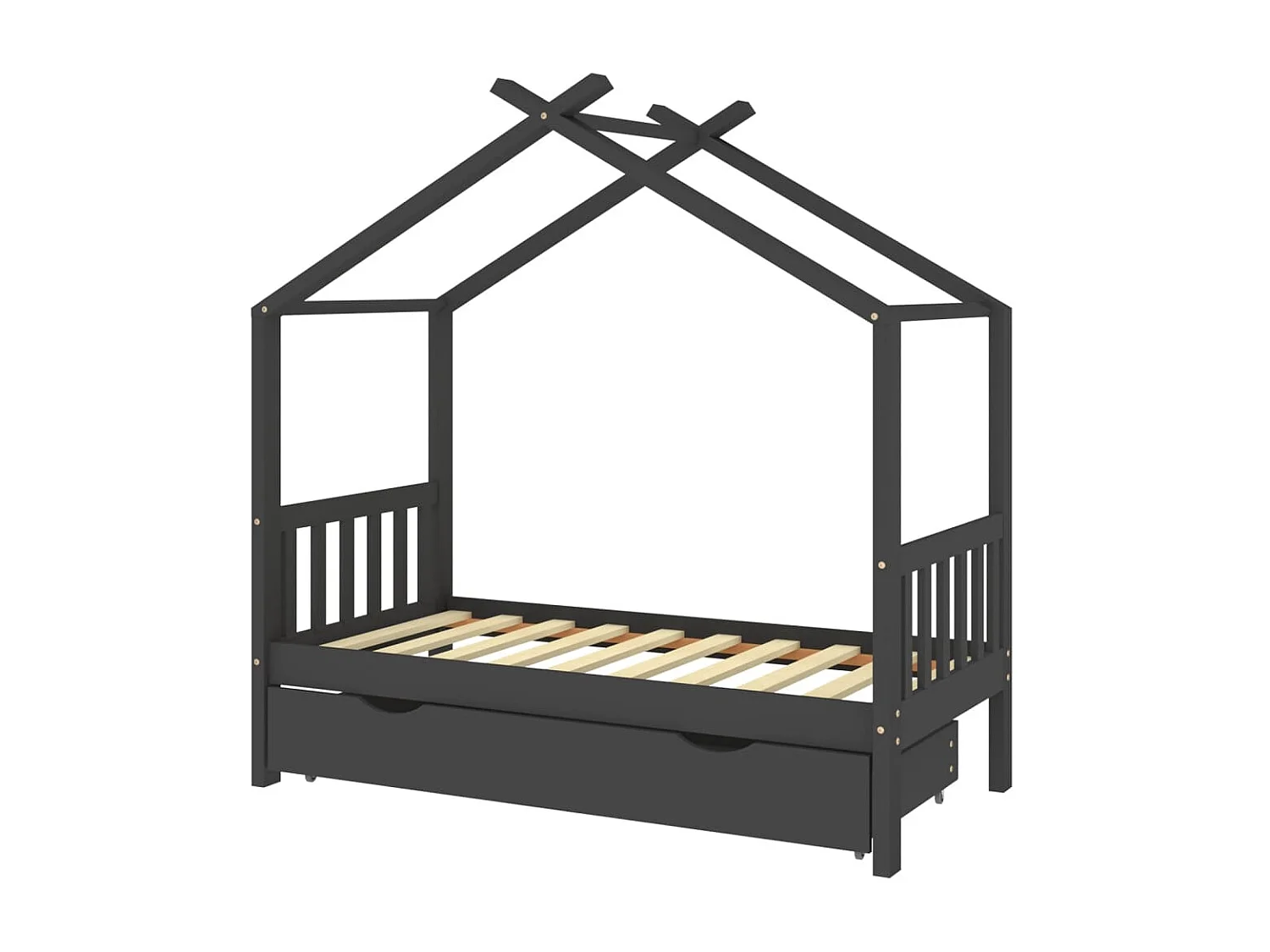 Lit d'enfant avec un tiroir Gris foncé Pin 80x160