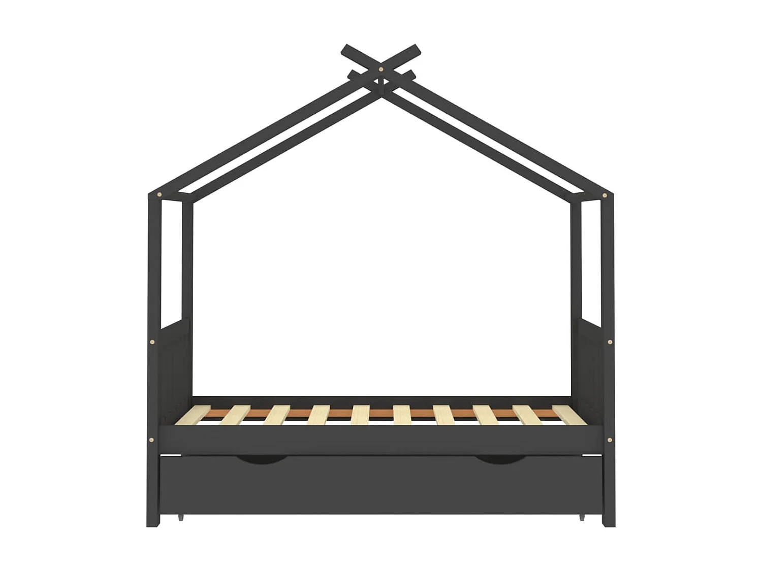 Lit d'enfant avec un tiroir Gris foncé Pin 80x160