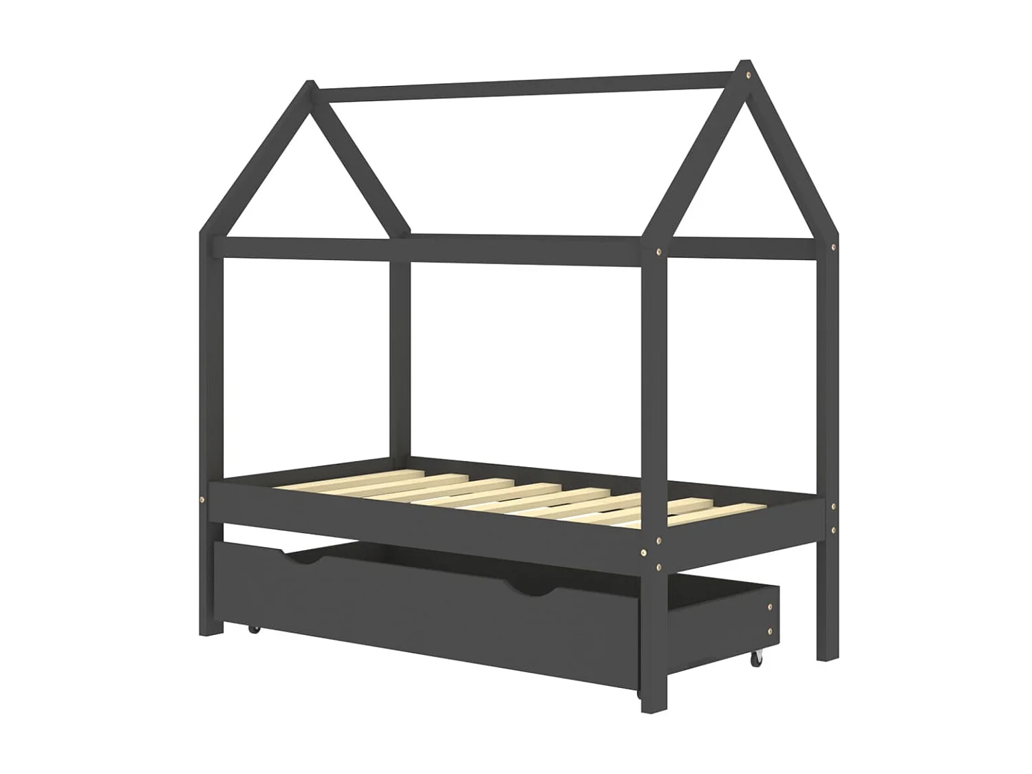 Lit cabane enfant avec un tiroir Gris foncé Pin 70x140