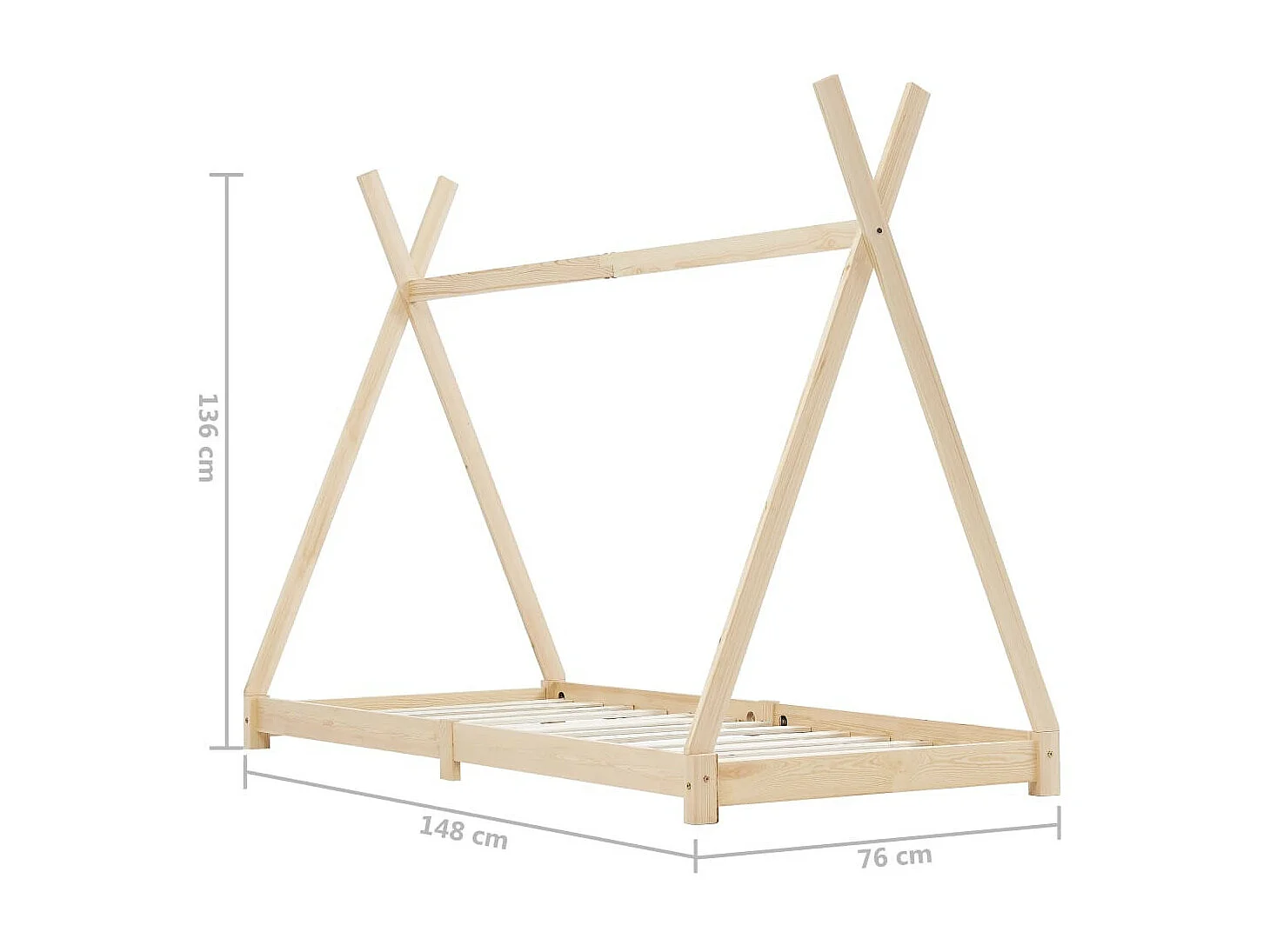 Lit cabane enfant Bois de pin massif 70x140