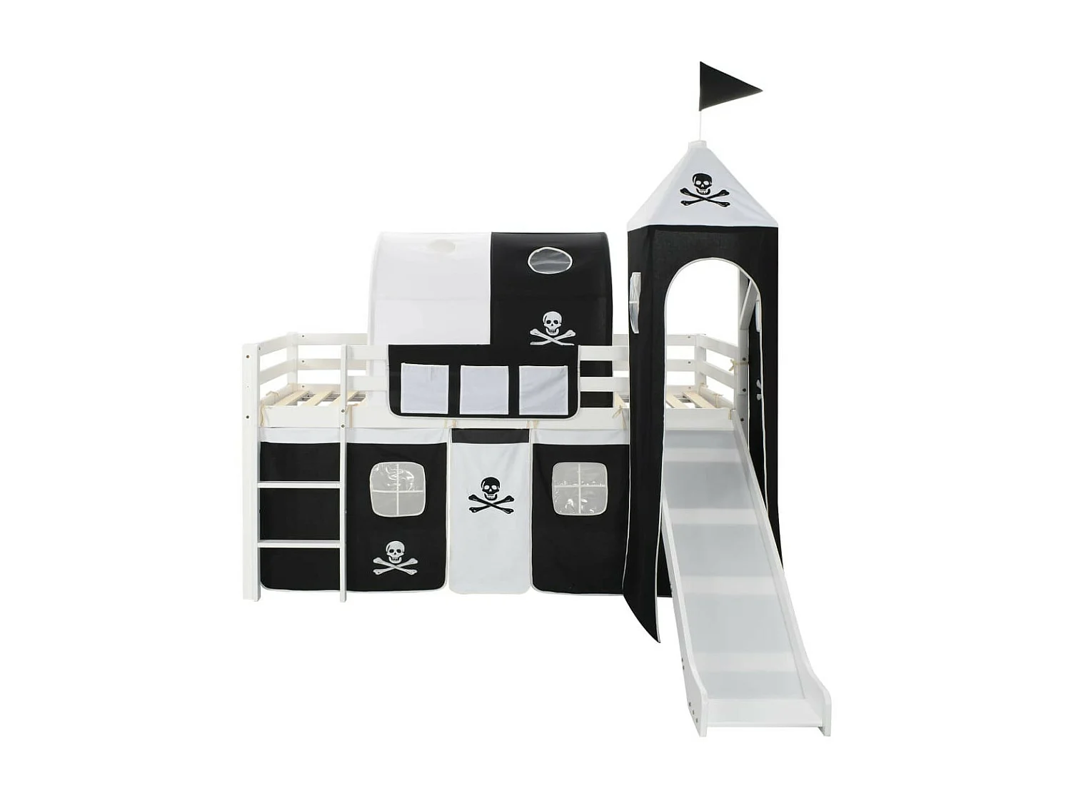 Lit mezzanine d'enfants avec toboggan et échelle Pin 97x208