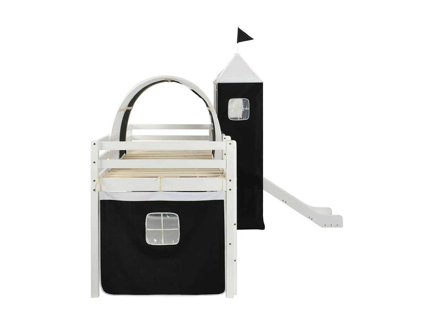 Lit mezzanine d'enfants avec toboggan et échelle Pin 97x208