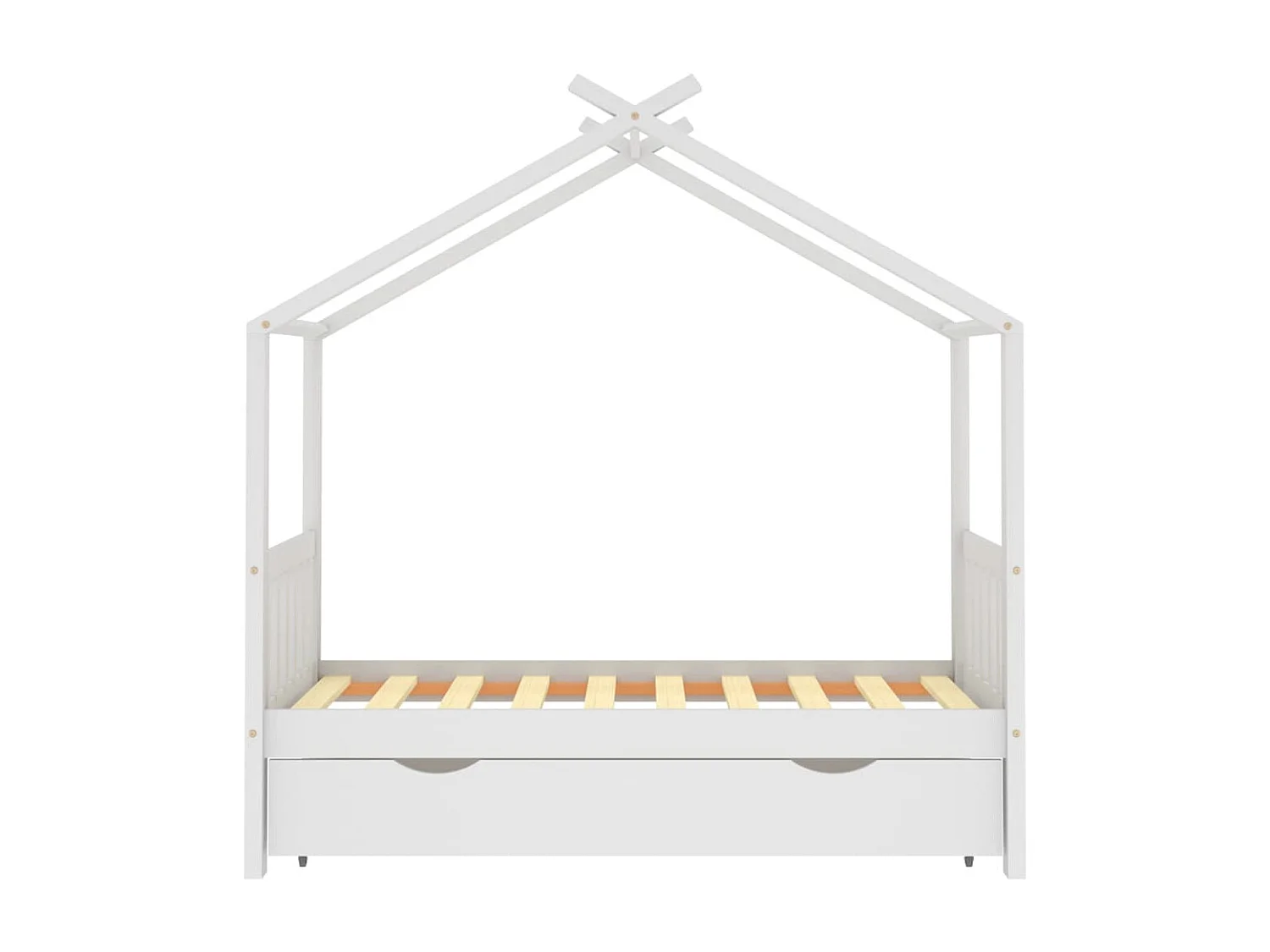 Lit cabane enfant avec un tiroir Blanc Pin massif 80x160 2