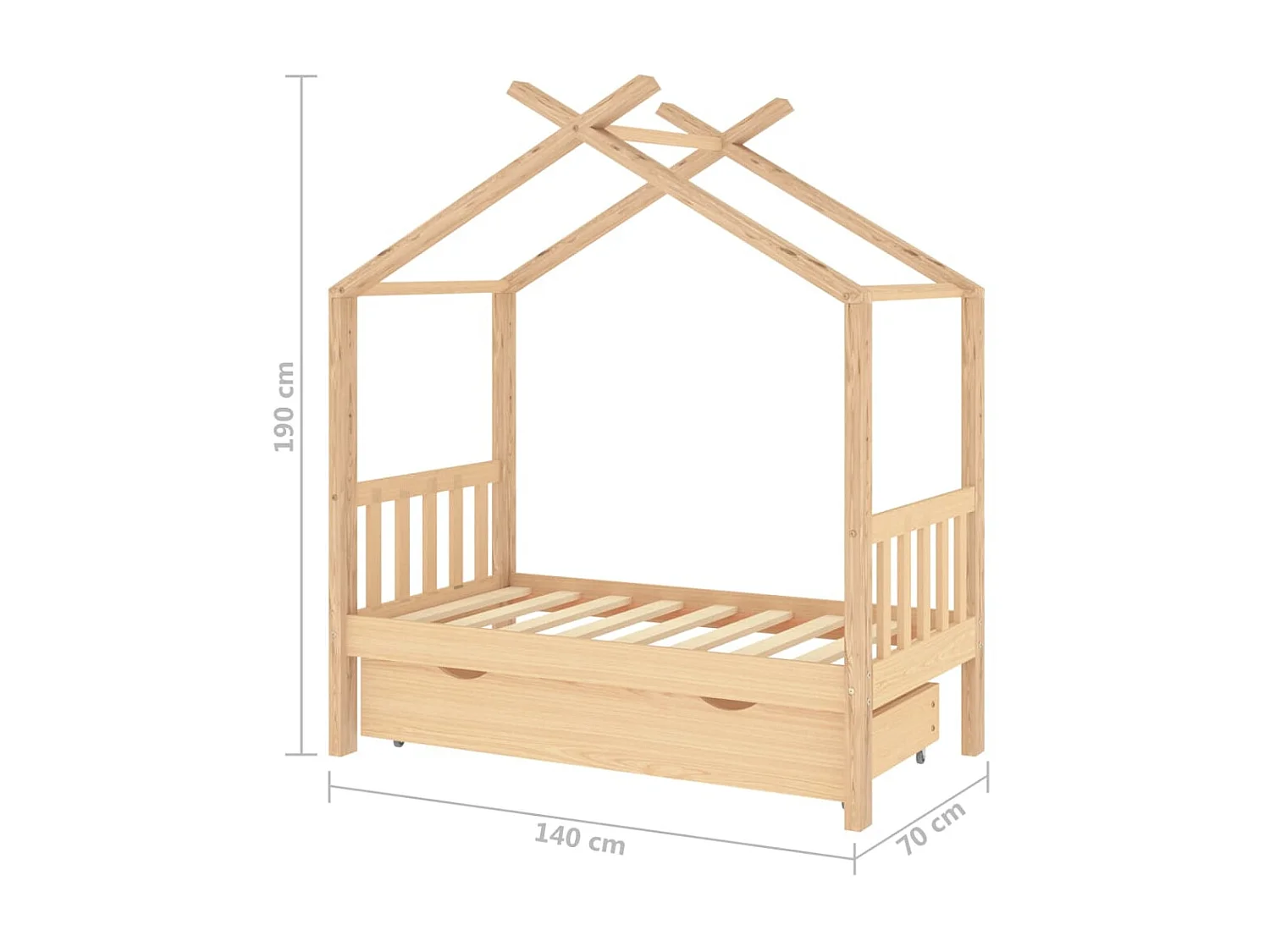 Lit d'enfant avec tiroir Bois de pin massif 70x140