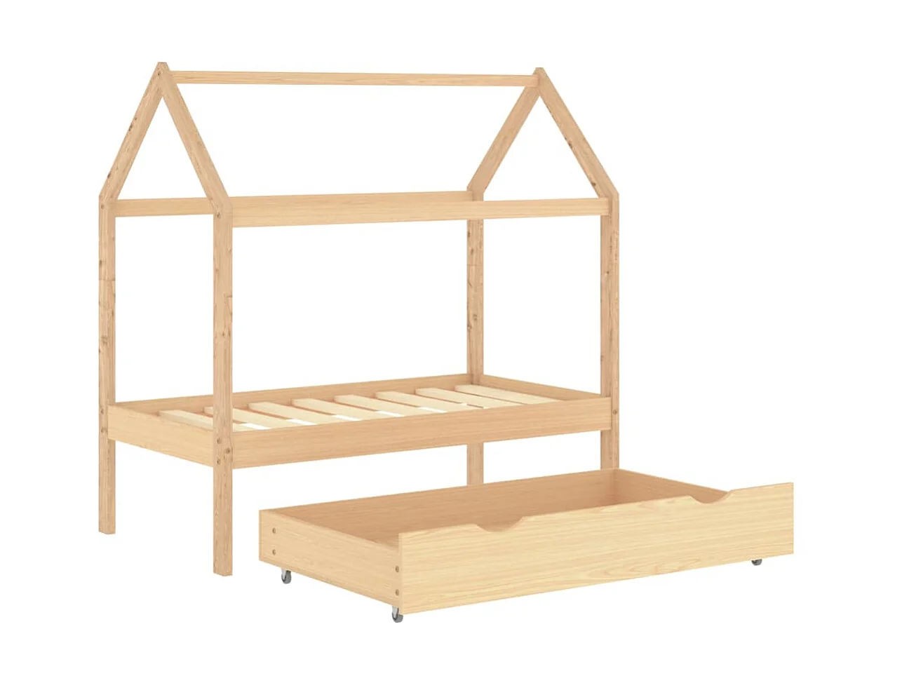 Lit cabane enfant avec tiroir Bois de pin massif 70x140