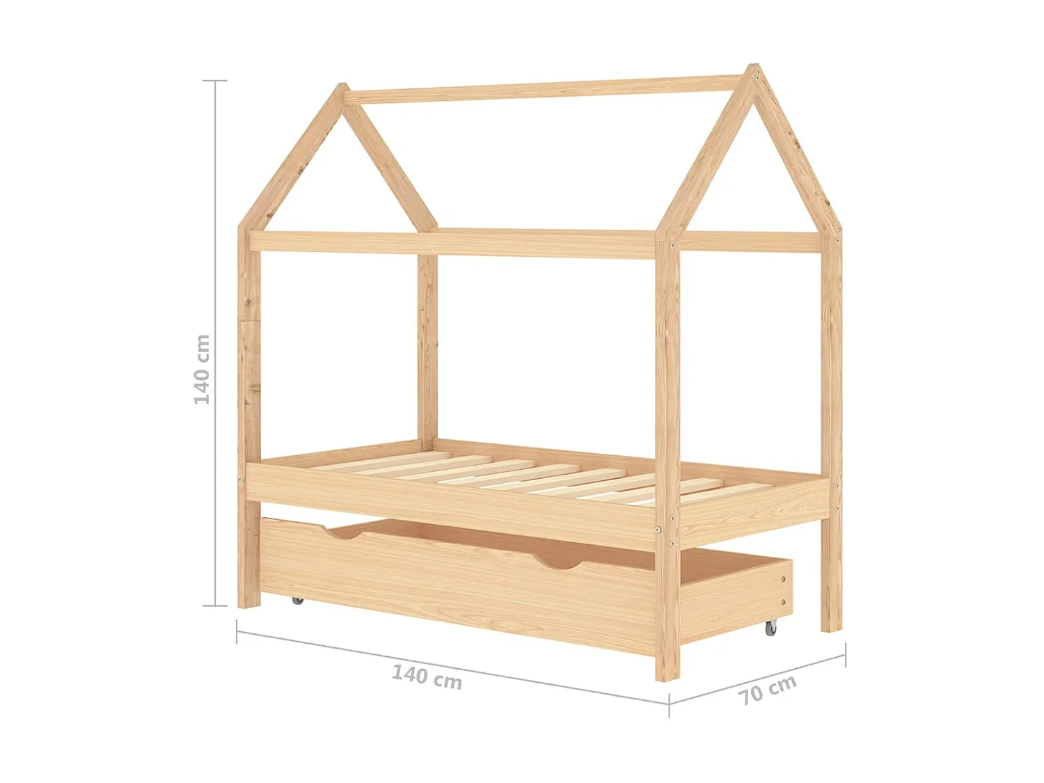 Lit cabane enfant avec tiroir Bois de pin massif 70x140