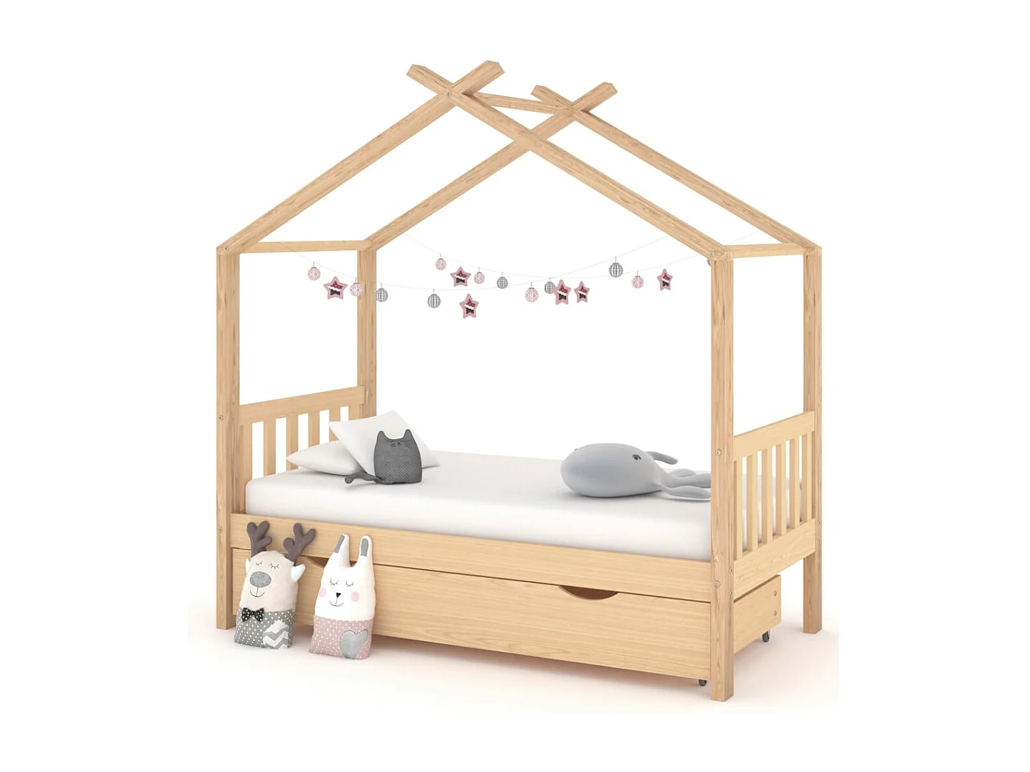 Lit d'enfant avec un tiroir Pin massif 80x160