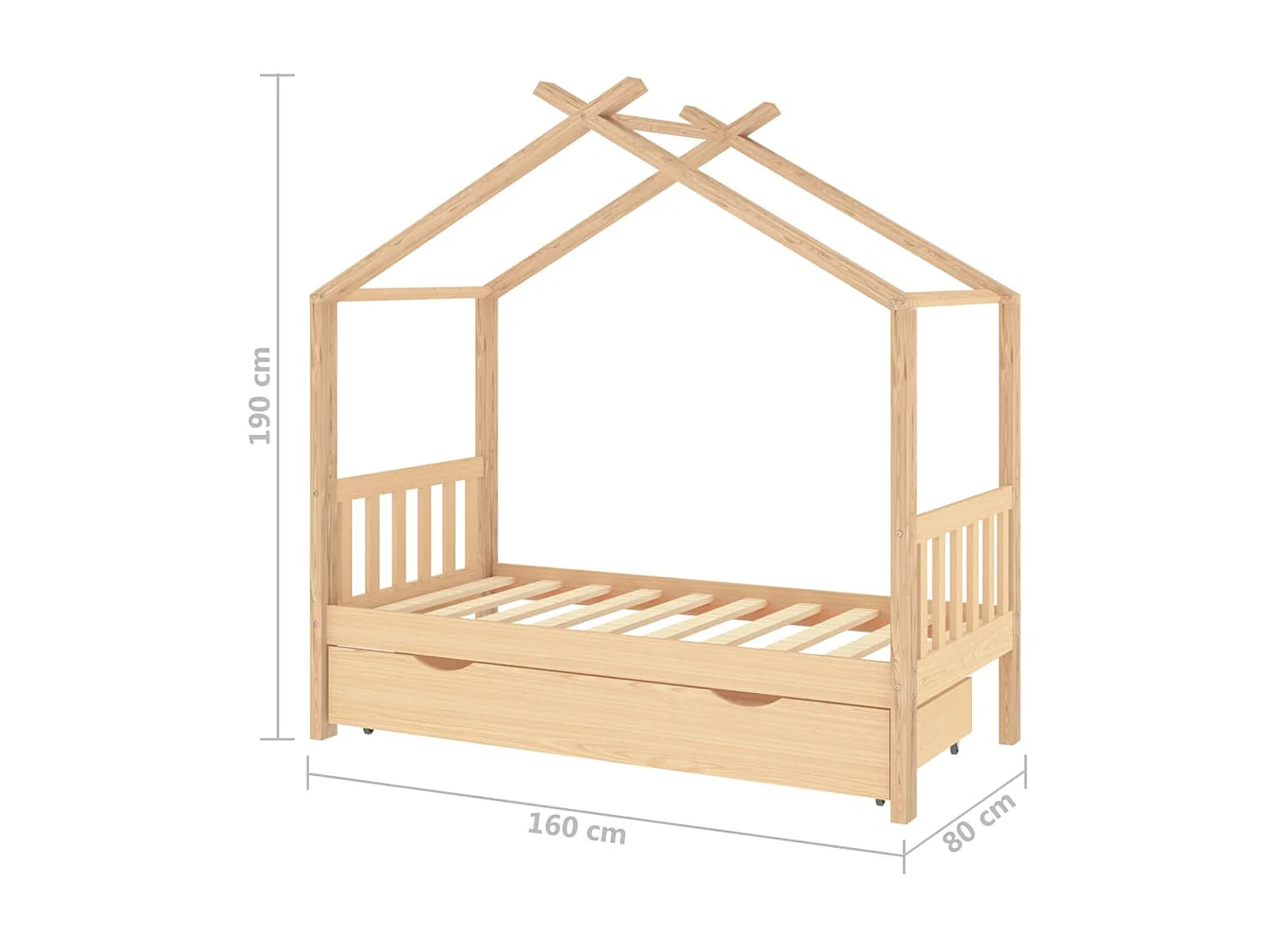 Lit d'enfant avec un tiroir Pin massif 80x160