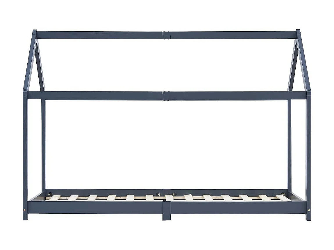Lit cabane enfant Gris Bois de pin massif 70x140