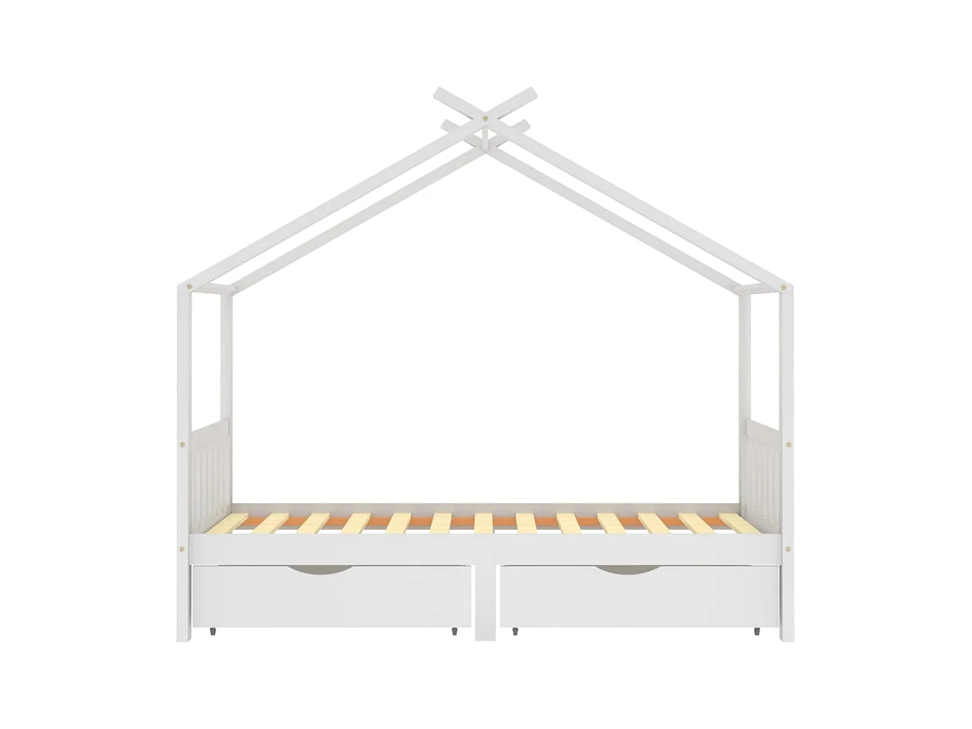 Lit cabane enfant avec tiroirs Blanc Pin massif 90x200 2