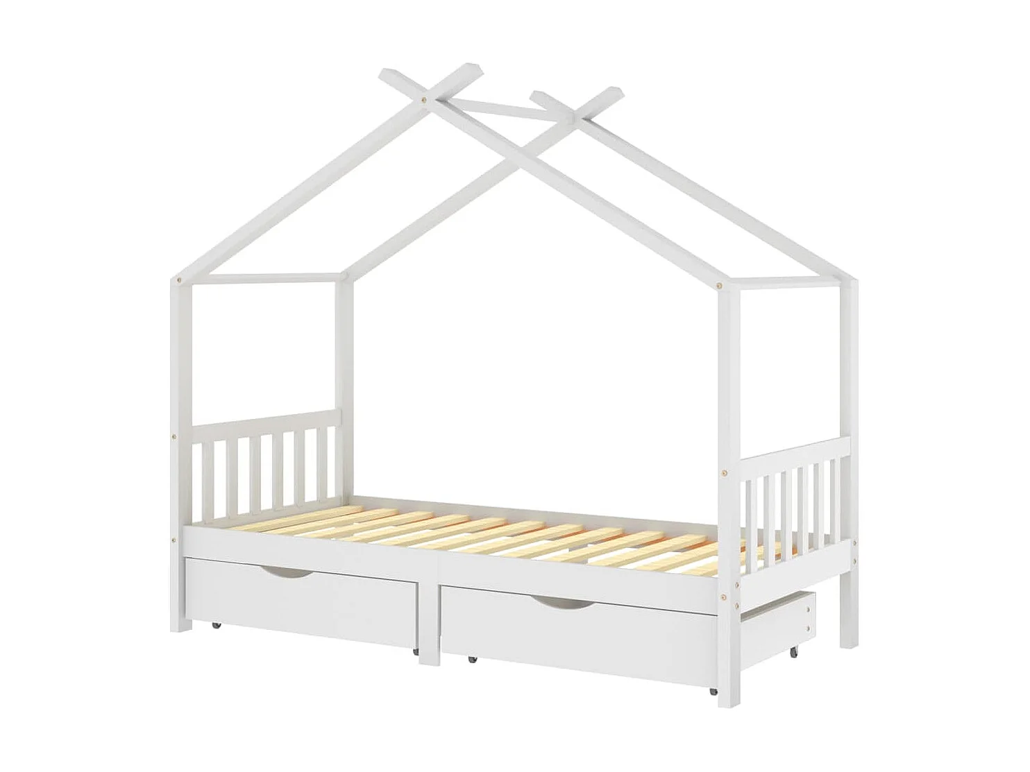 Estructura cama niños y cajones madera maciza blanca 90x200 cm