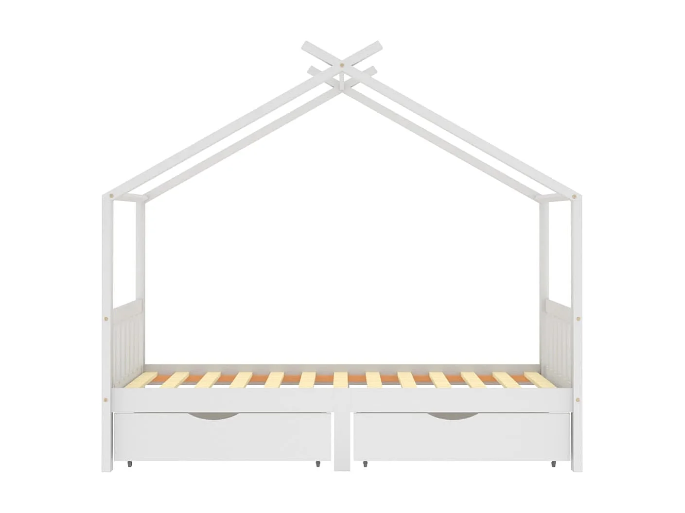 Estructura cama niños y cajones madera maciza blanca 90x200 cm