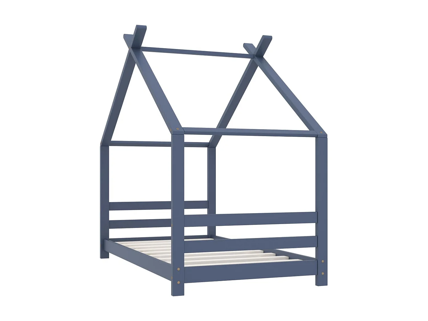Lit cabane enfant Gris Bois de pin massif 80x160 3