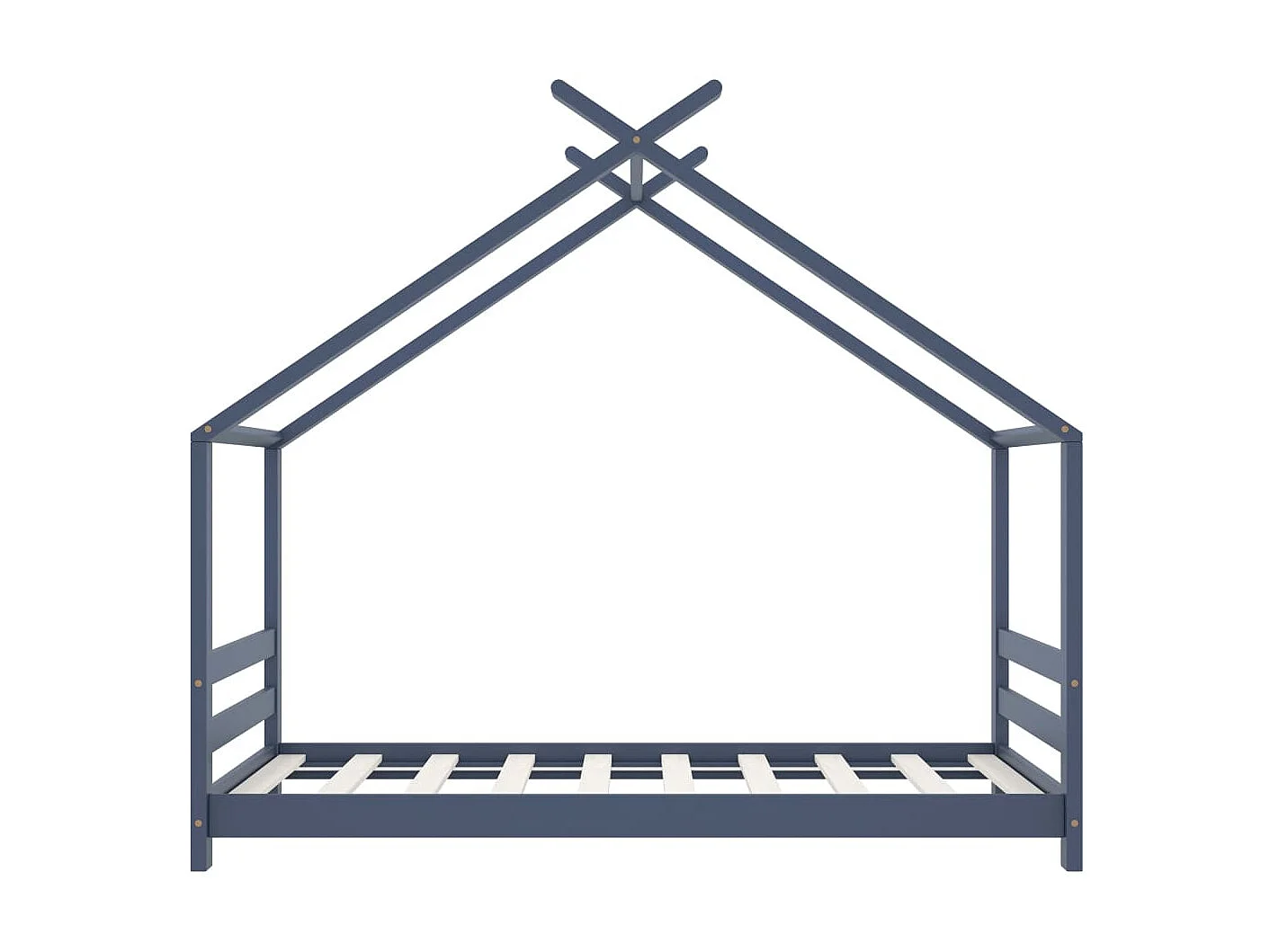 Lit cabane enfant Gris Bois de pin massif 80x160 3