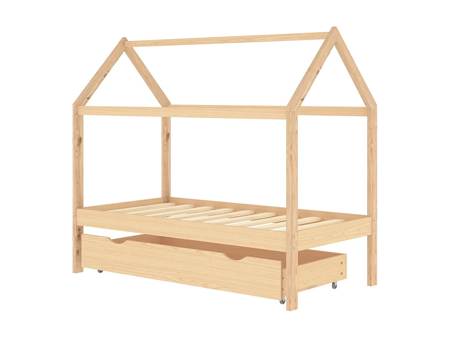 Lit cabane enfant avec un tiroir Pin massif 80x160