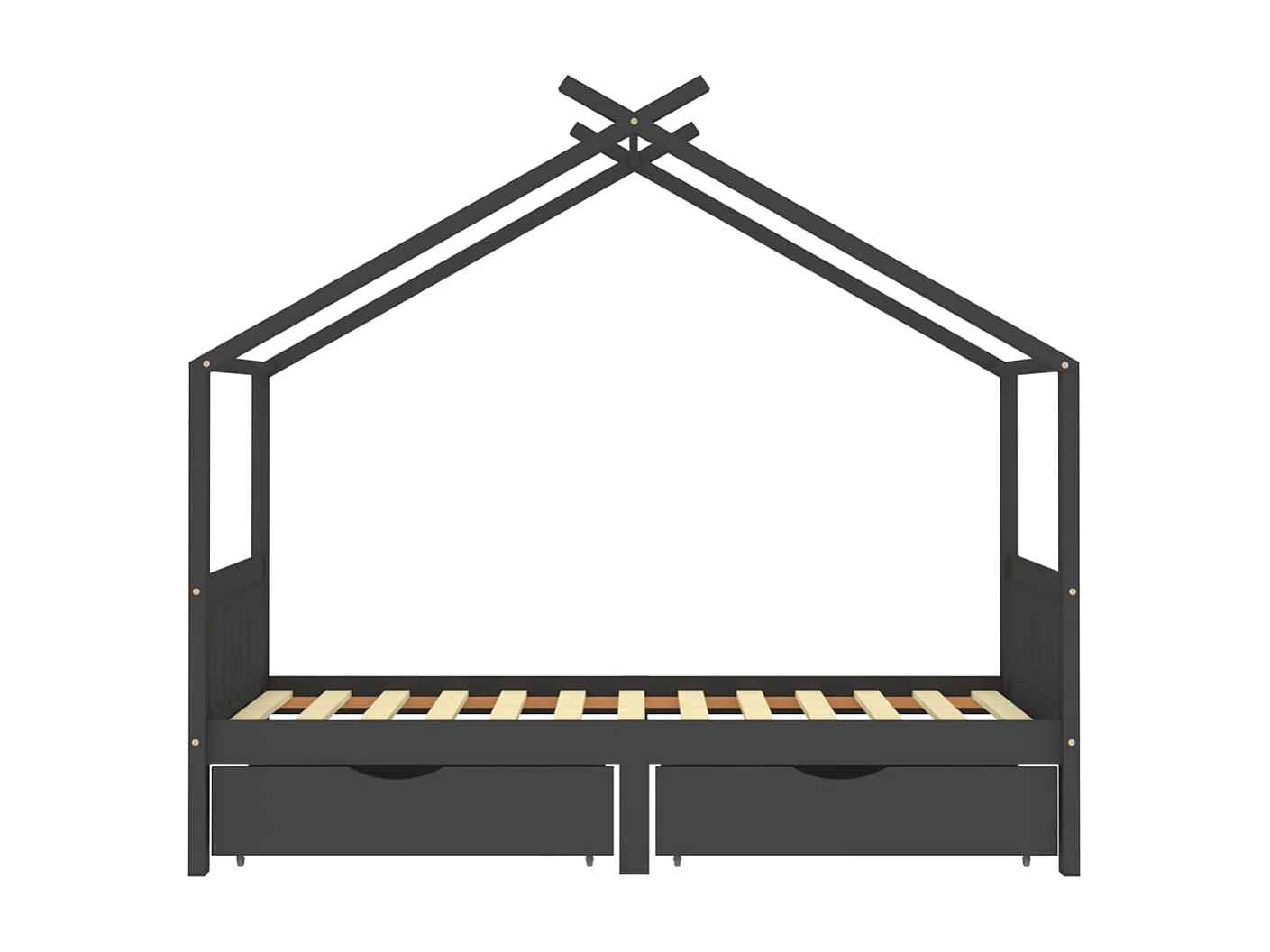 Lit d'enfant avec tiroirs Gris foncé Pin 90x200