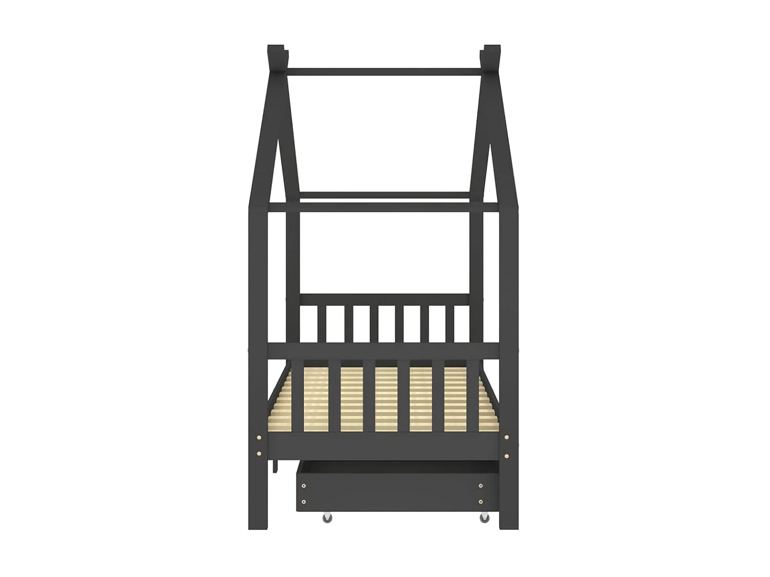 Lit d'enfant avec tiroirs Gris foncé Pin 90x200