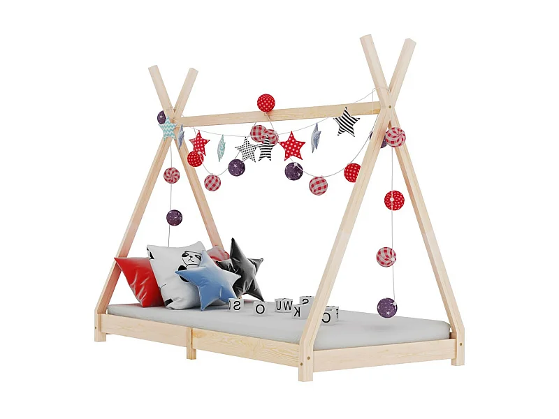 Lit cabane enfant Bois de pin massif 80x160