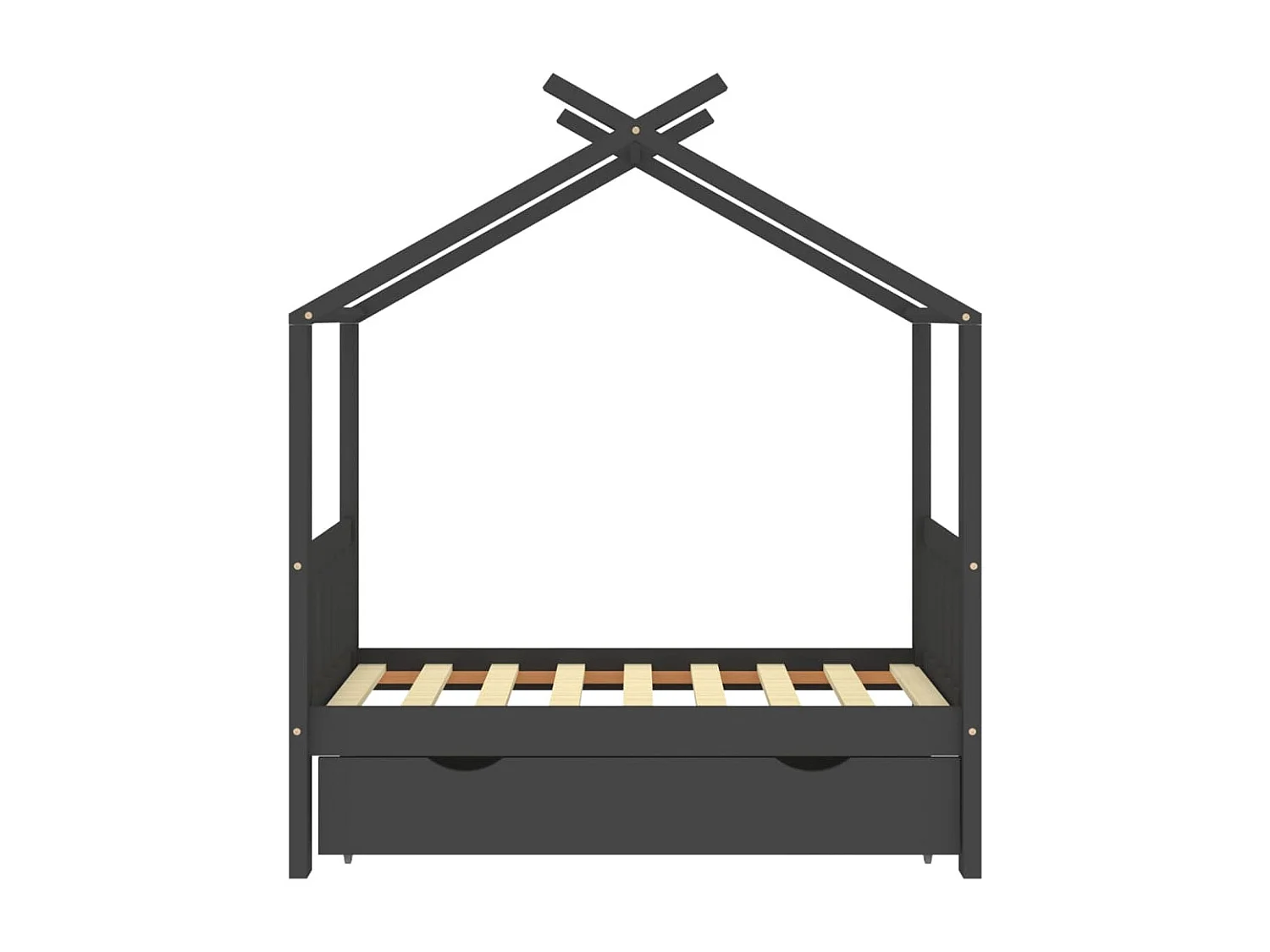 Lit d'enfant avec un tiroir Gris foncé Pin 70x140