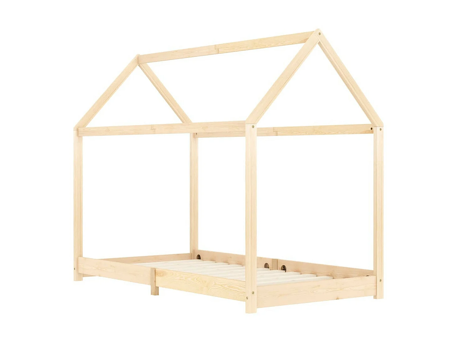 Estructura de cama infantil de madera maciza de pino 70x140 cm Marrón