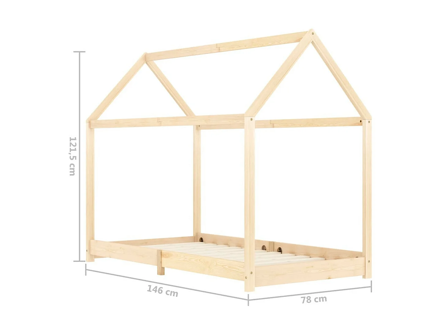 Estructura de cama infantil de madera maciza de pino 70x140 cm Marrón