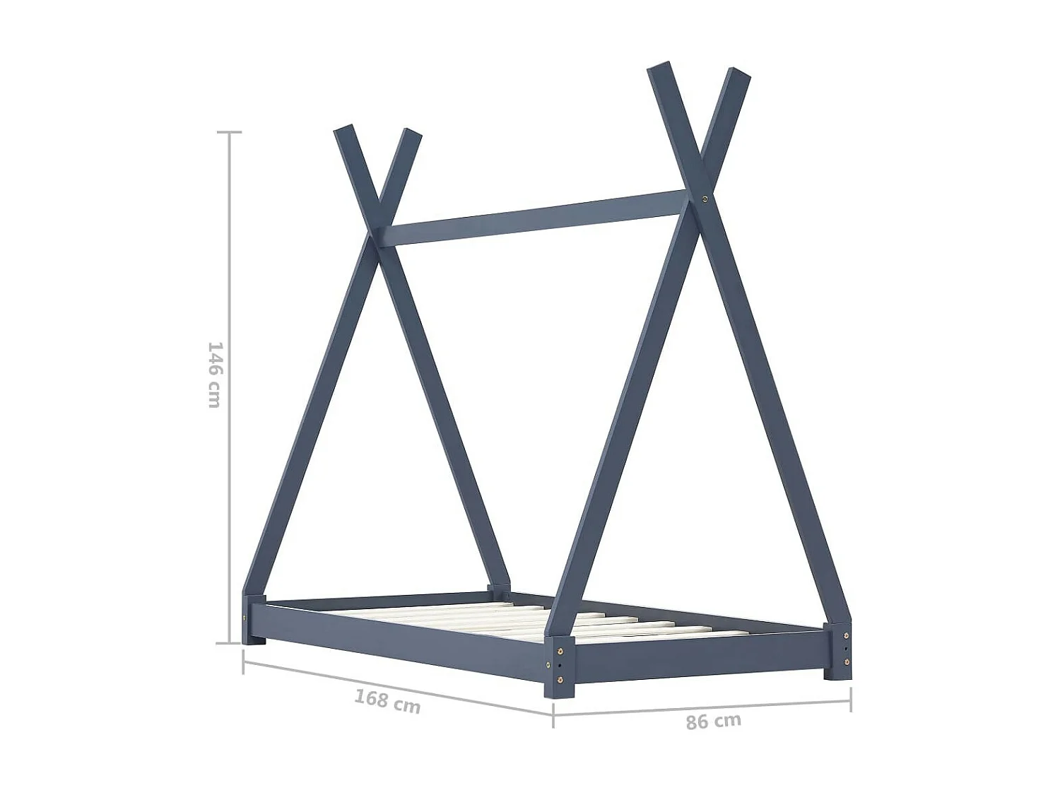 Lit cabane enfant Gris Bois de pin massif 80x160