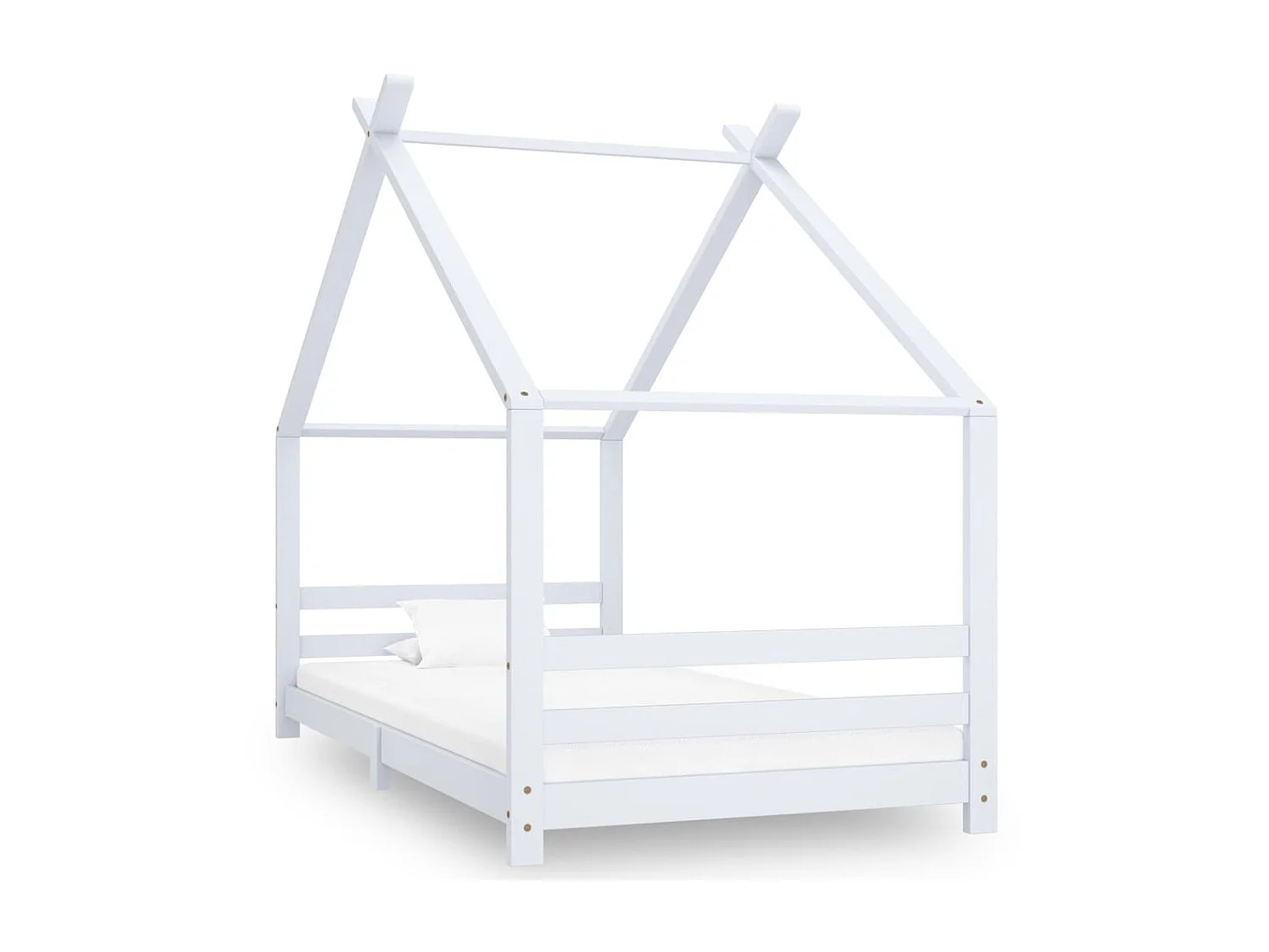 Lit cabane enfant Blanc Bois de pin massif 90x200