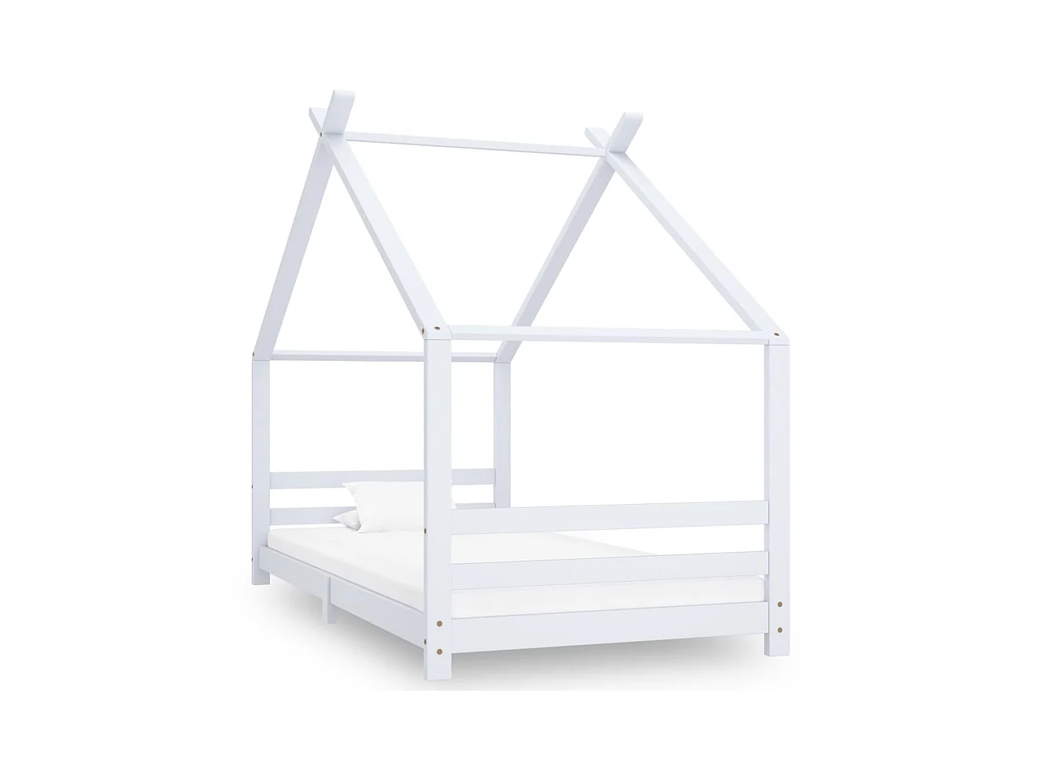 Lit cabane enfant Blanc Bois de pin massif 90x200