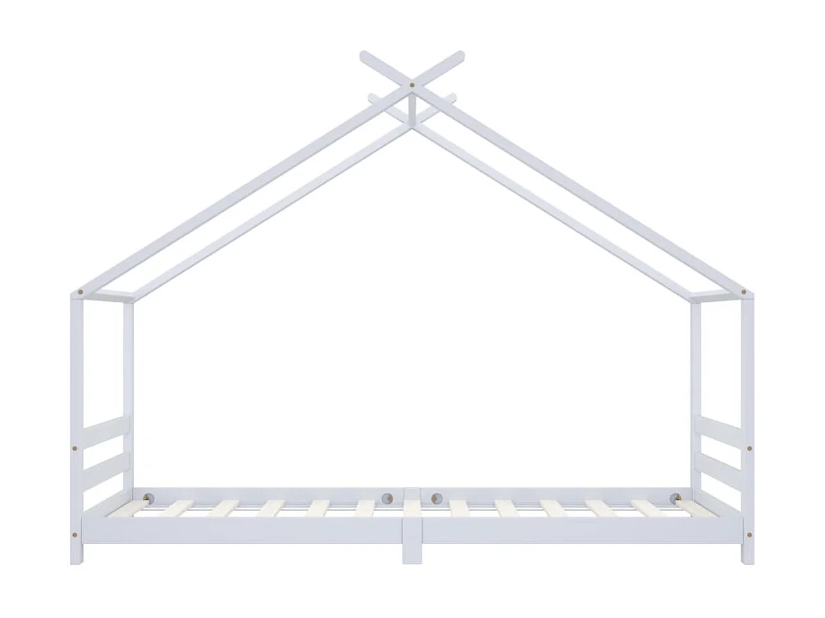 Lit cabane enfant Blanc Bois de pin massif 90x200