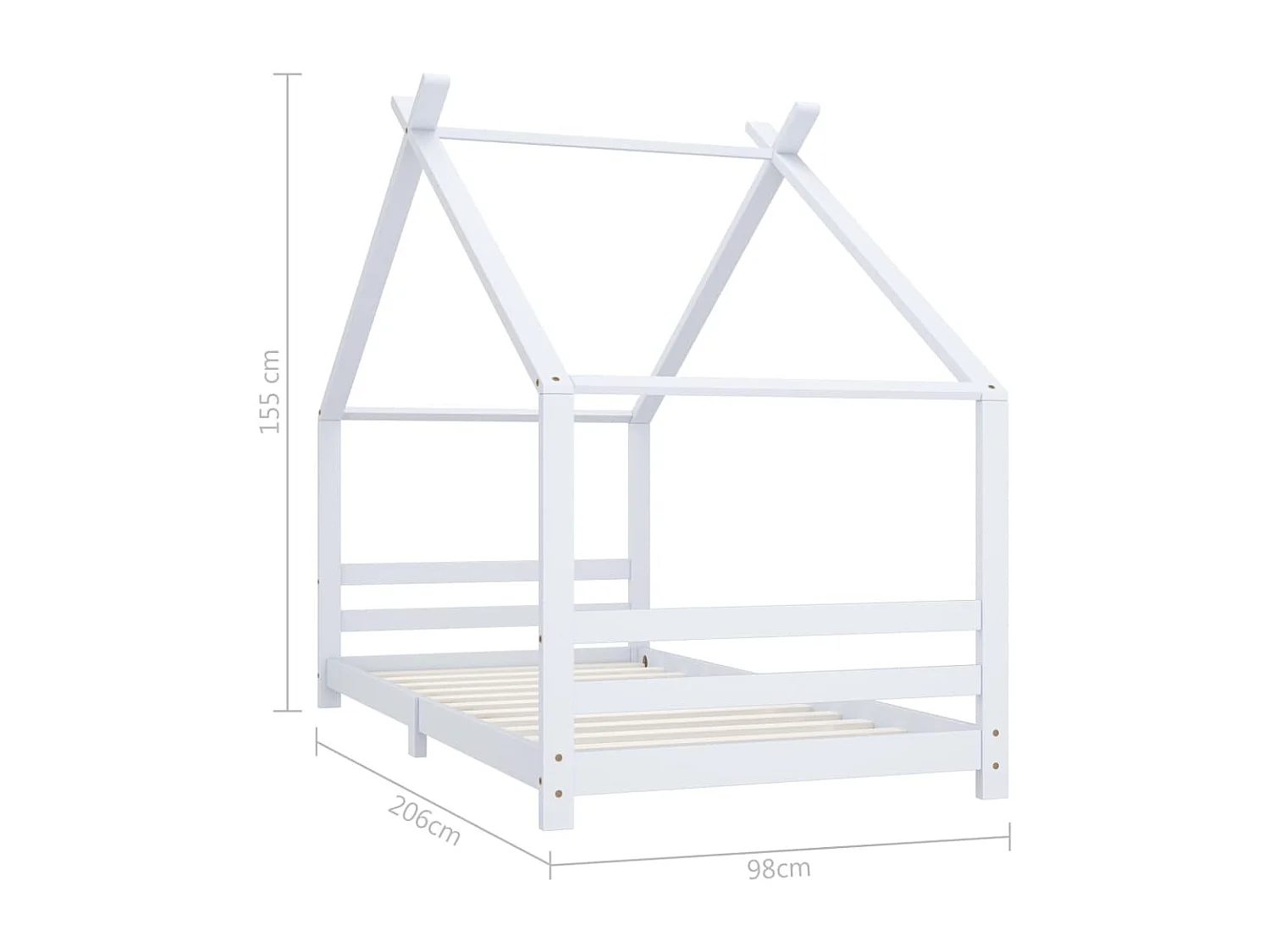 Lit cabane enfant Blanc Bois de pin massif 90x200