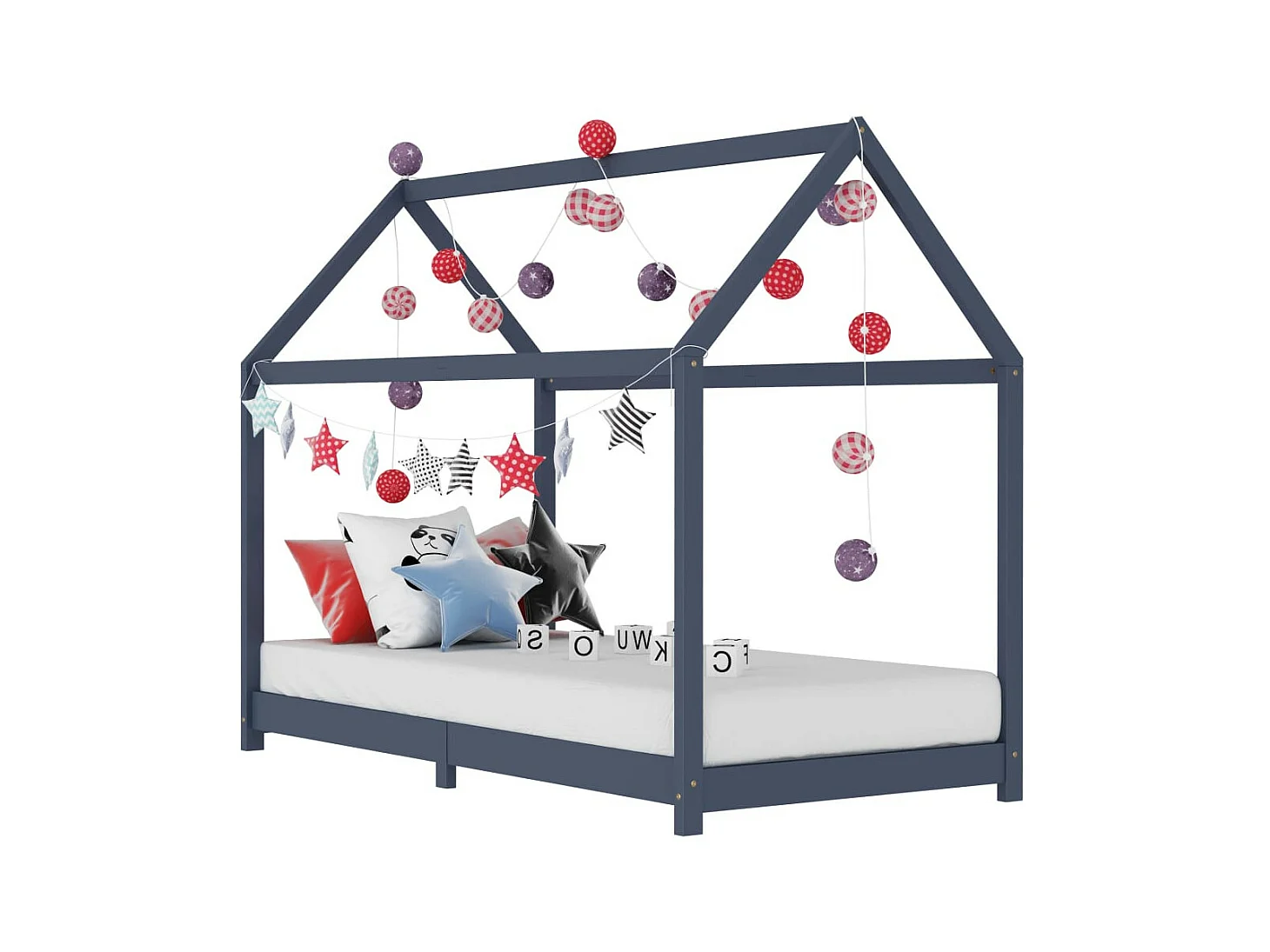 Lit cabane pin massif gris 90x200 Maouze