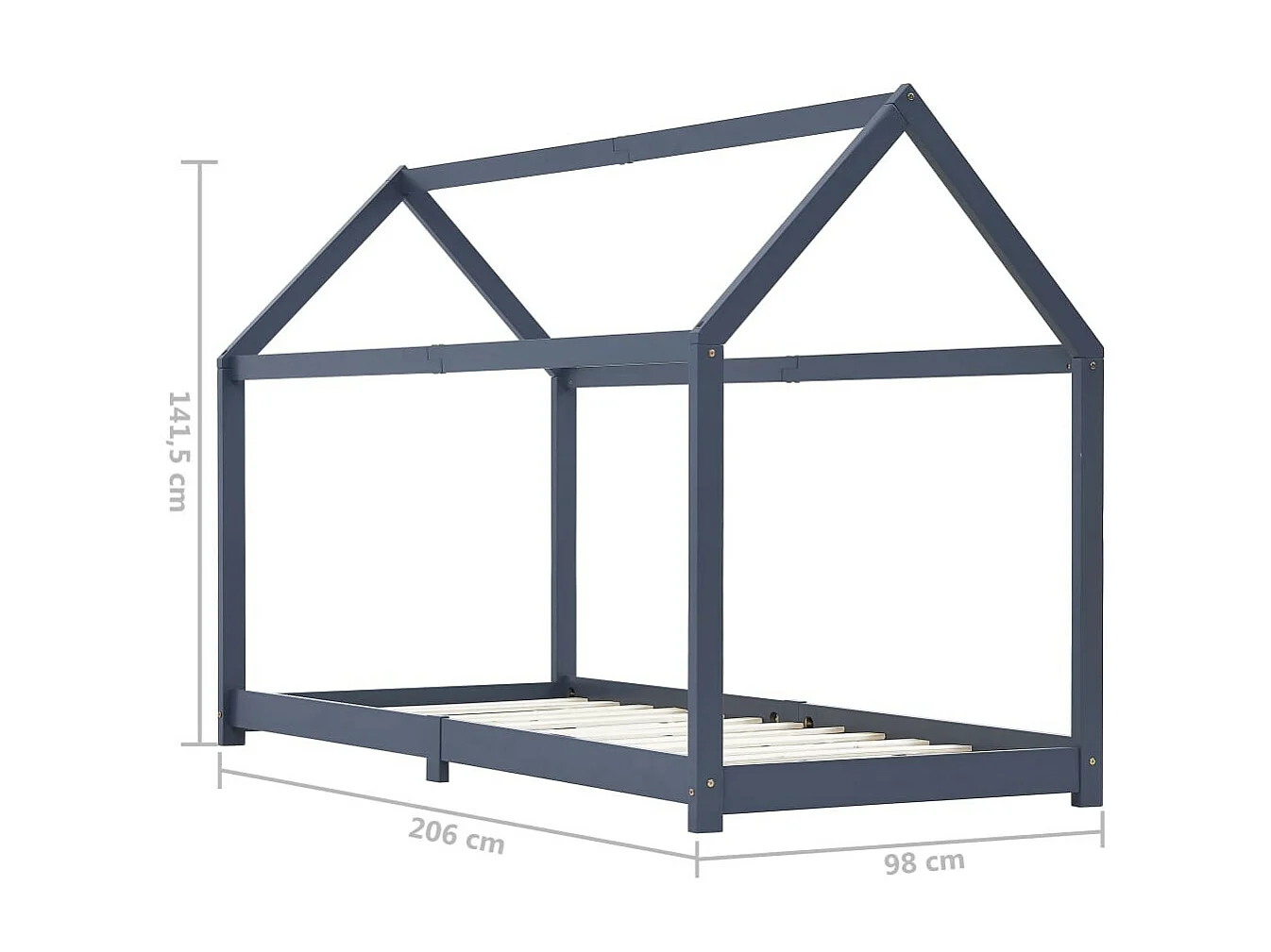 Lit cabane pin massif gris 90x200 Maouze