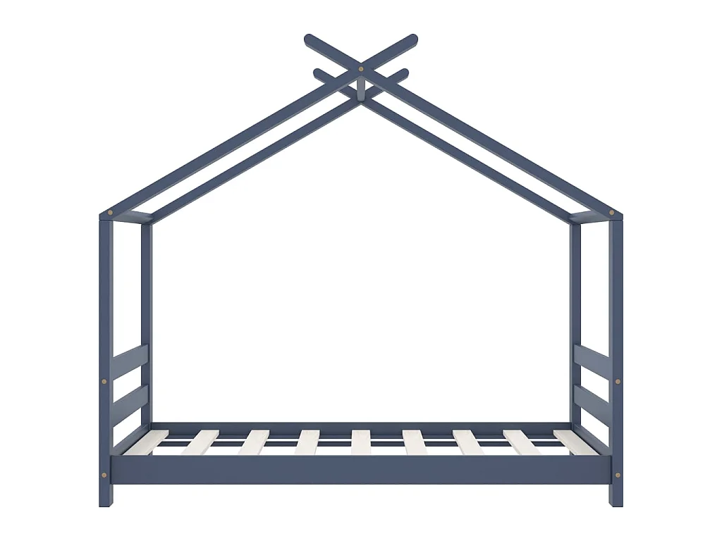 Lit cabane enfant Gris Bois de pin massif 70x140 3
