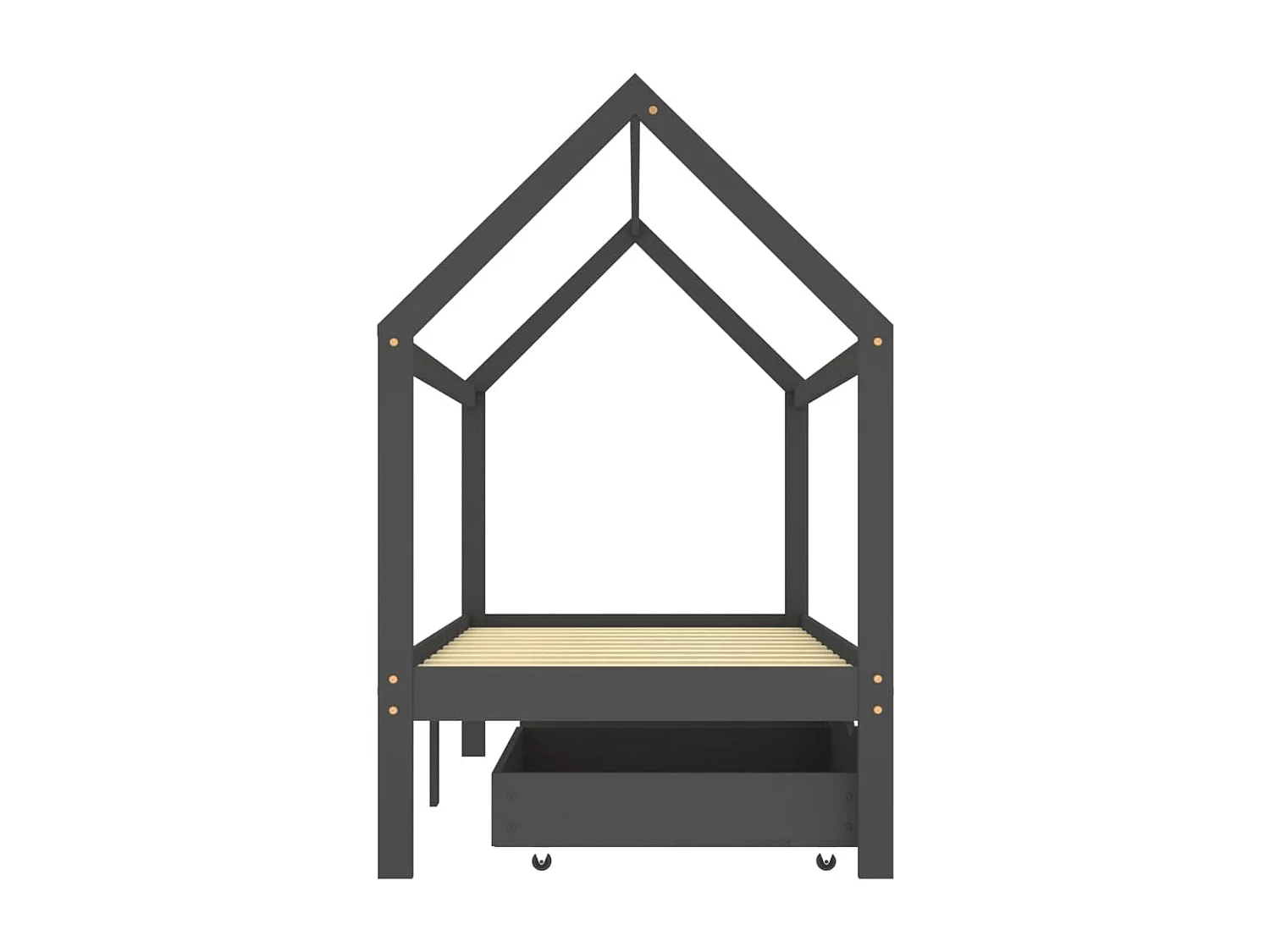 Lit cabane enfant avec tiroirs Gris foncé Pin 90x200