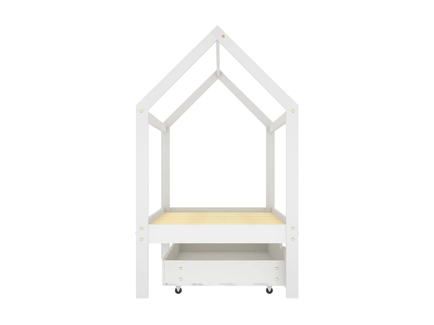 Lit cabane enfant avec un tiroir Blanc Pin massif 80x160