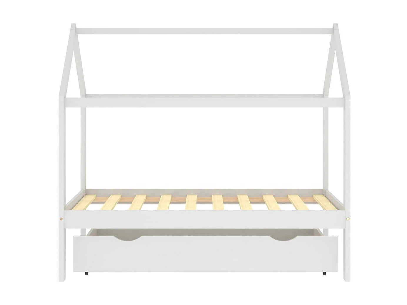 Lit cabane enfant avec un tiroir Blanc Pin massif 80x160