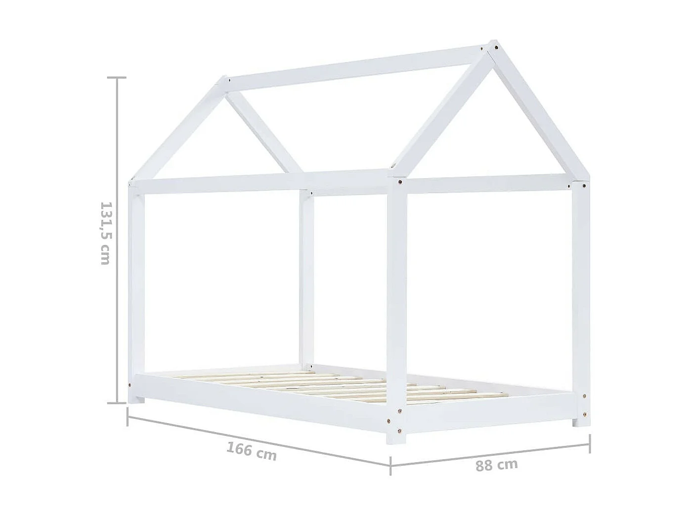 Lit cabane enfant Blanc Bois de pin massif 80x160 2