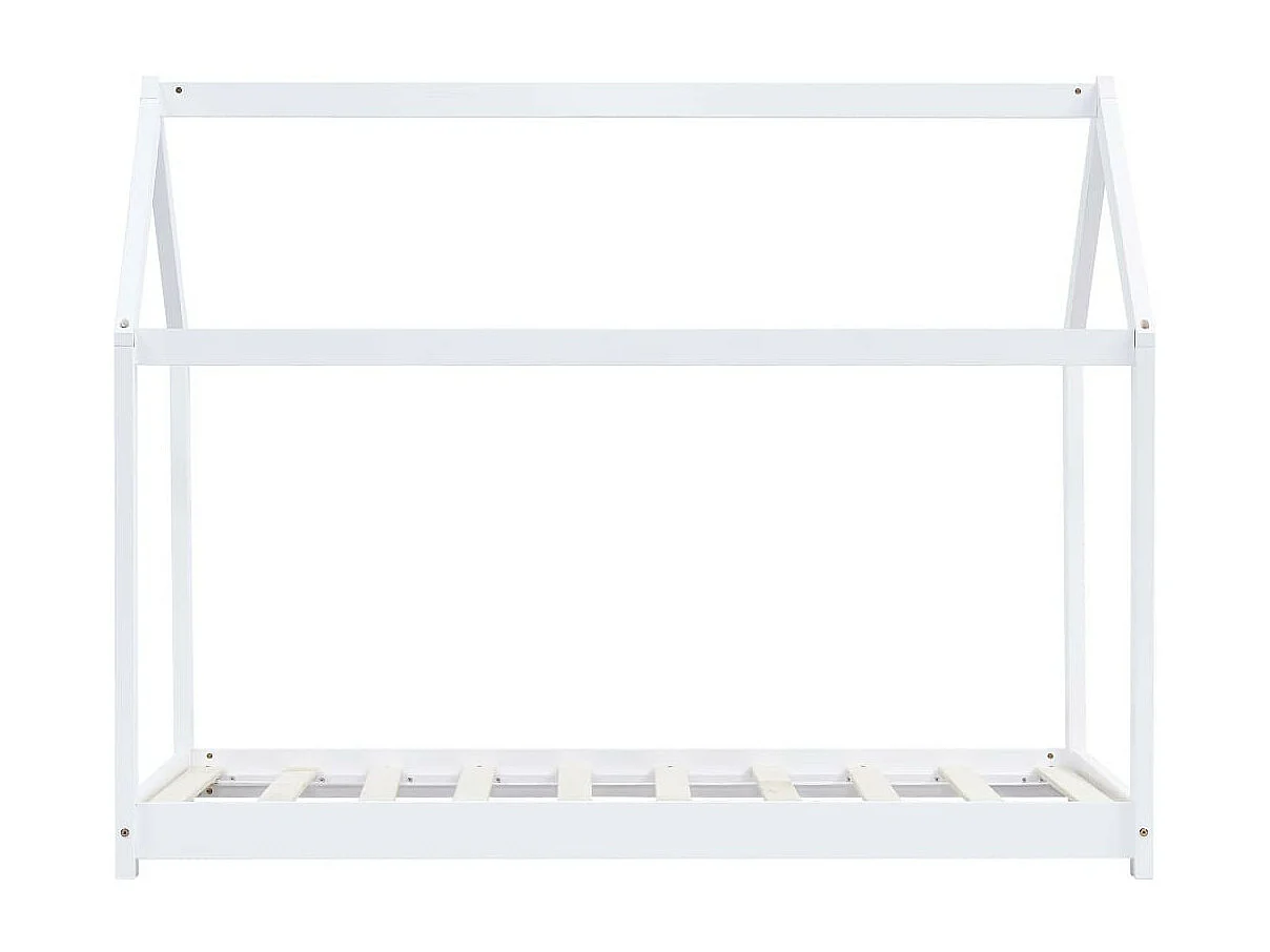 Lit cabane enfant Blanc Bois de pin massif 90x200