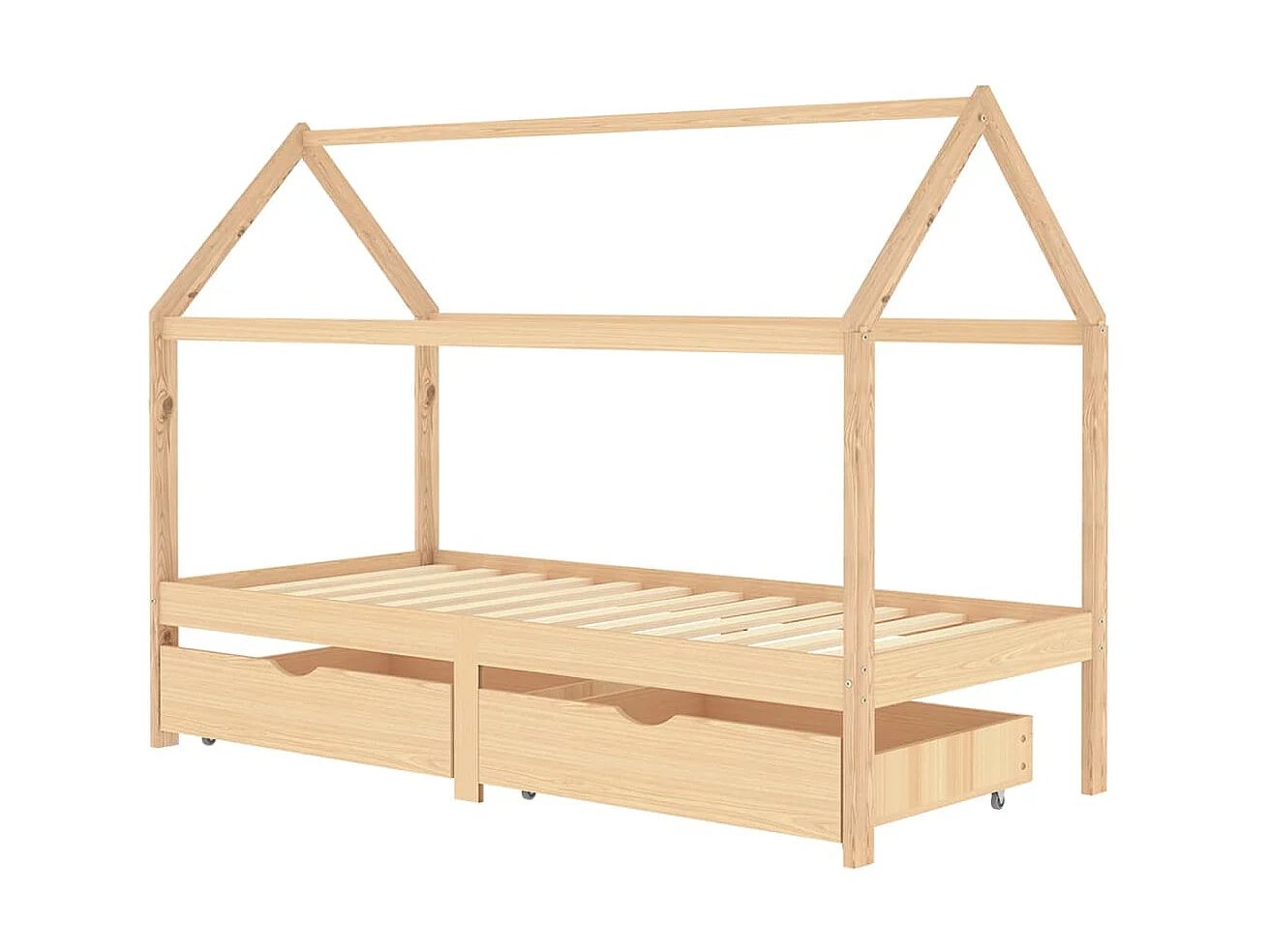 Lit cabane enfant avec tiroirs Bois de pin massif 90x200