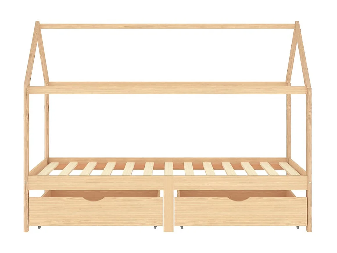 Lit cabane enfant avec tiroirs Bois de pin massif 90x200