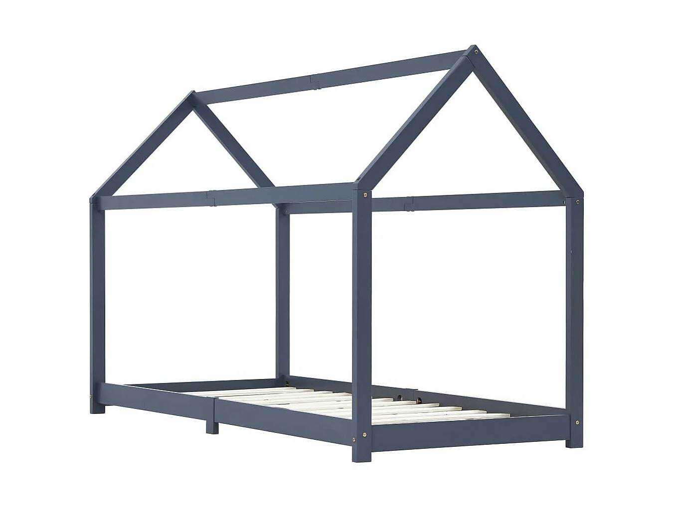 Lit cabane enfant Gris Bois de pin massif 80x160 2