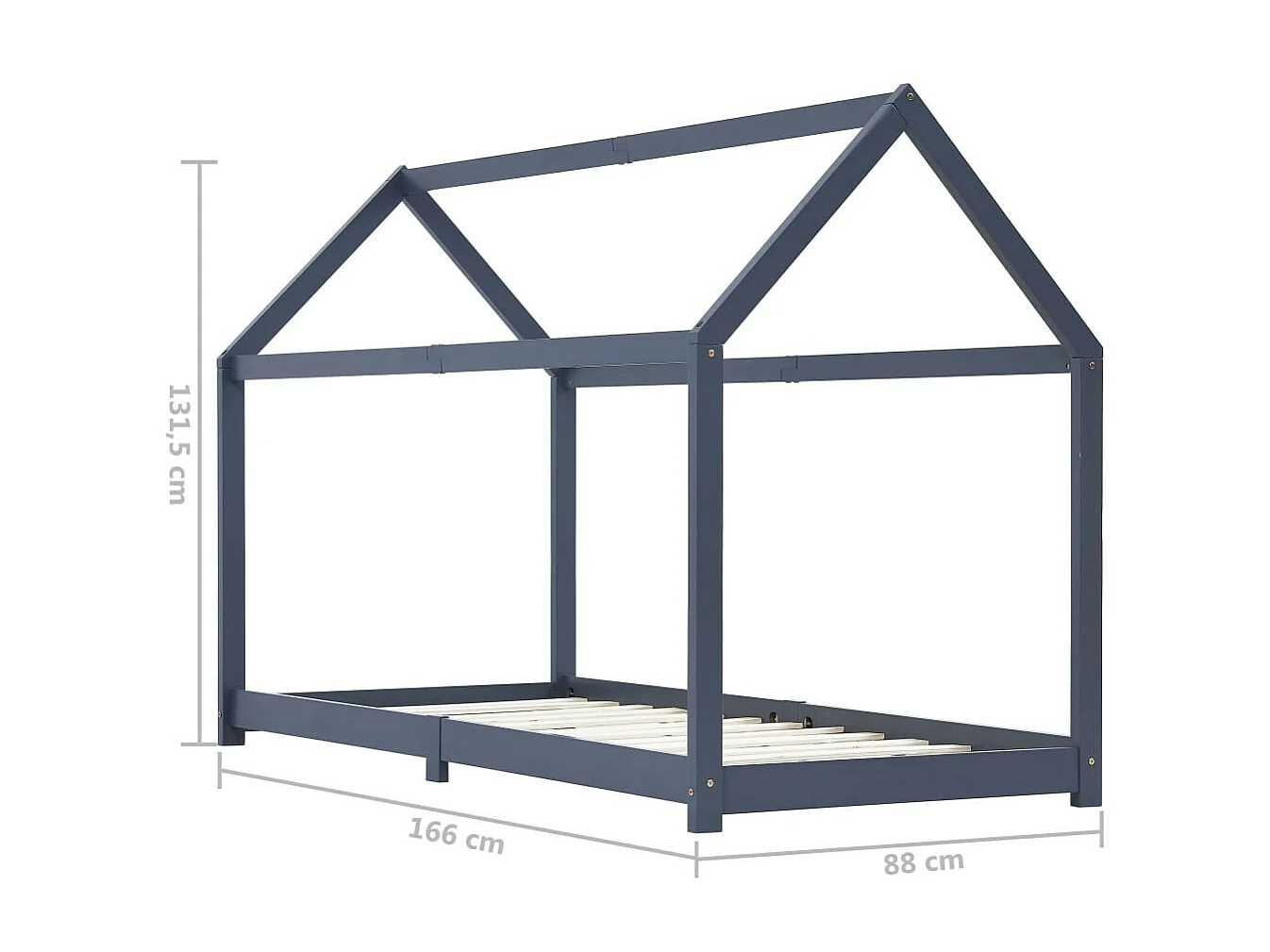 Lit cabane enfant Gris Bois de pin massif 80x160 2