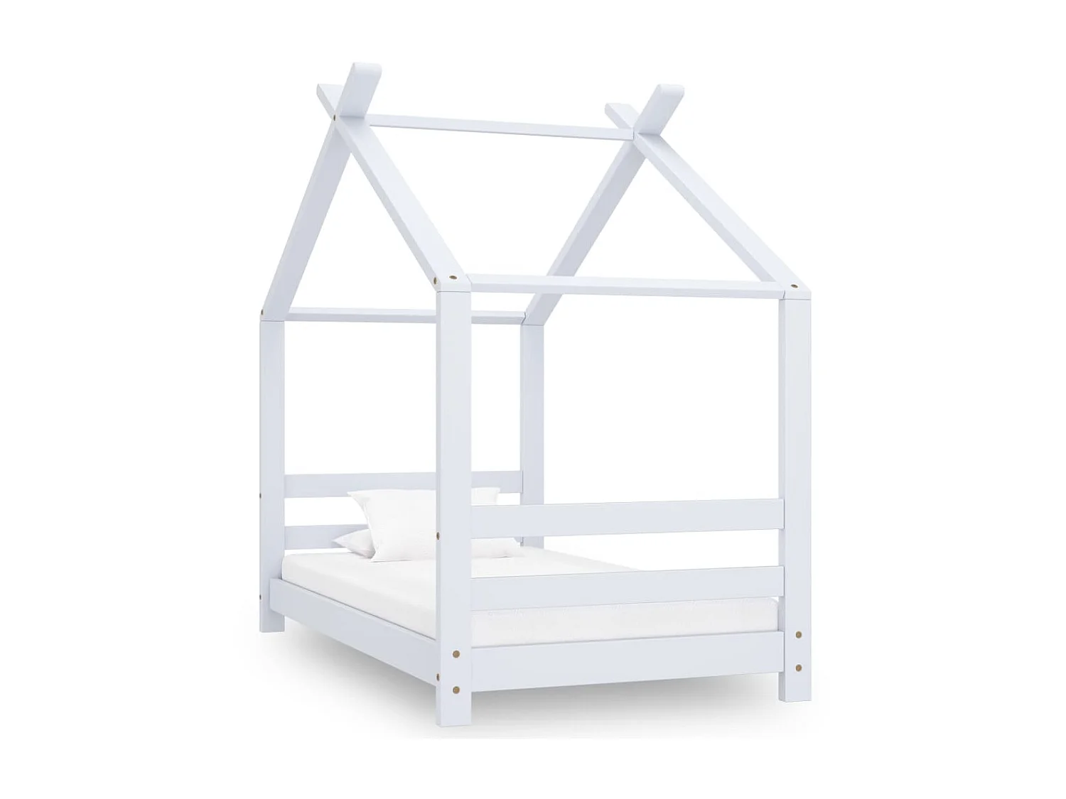 Lit cabane enfant Blanc Bois de pin massif 70x140 2