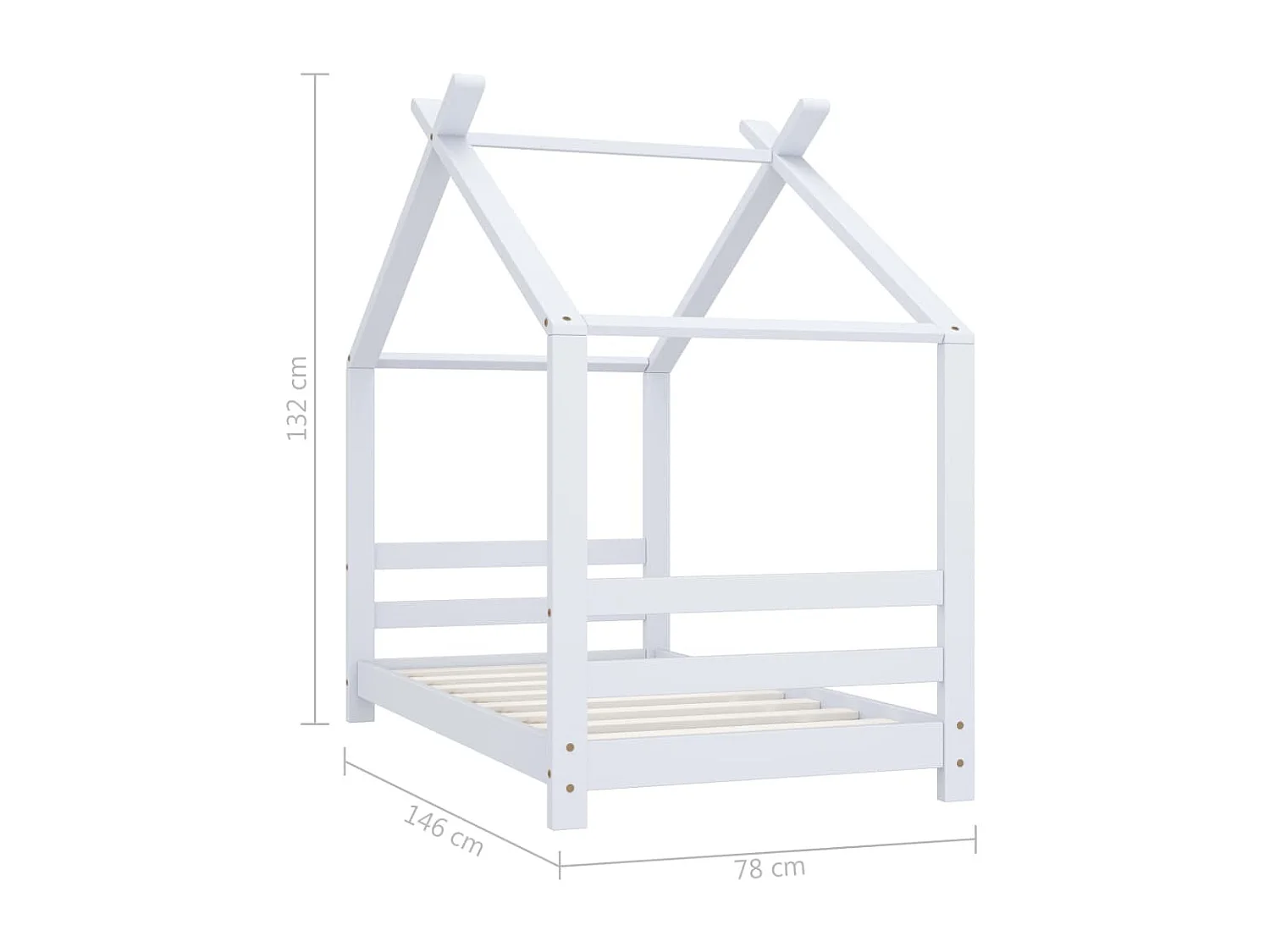 Lit cabane enfant Blanc Bois de pin massif 70x140 2